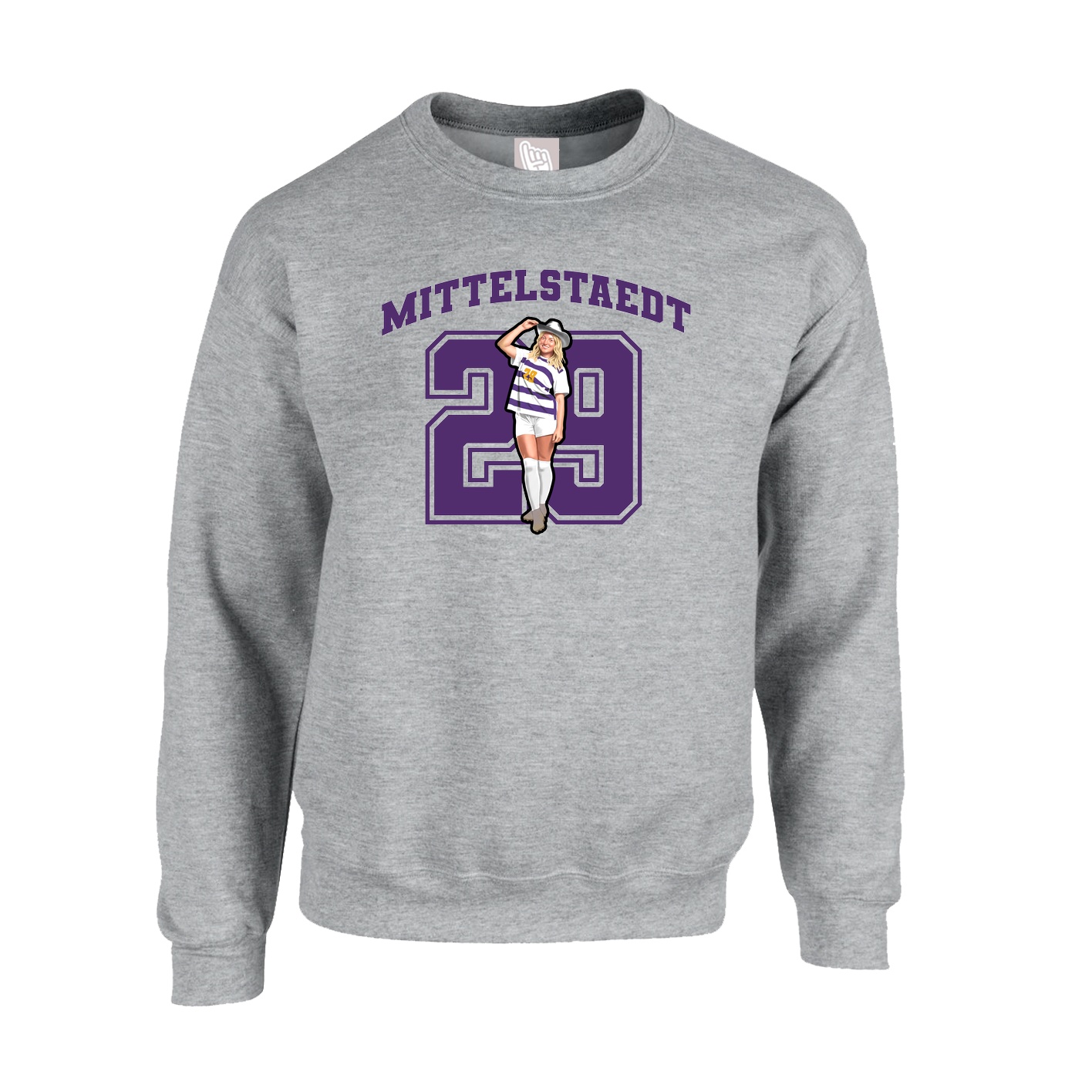 Fleece Crew — Number in Grey