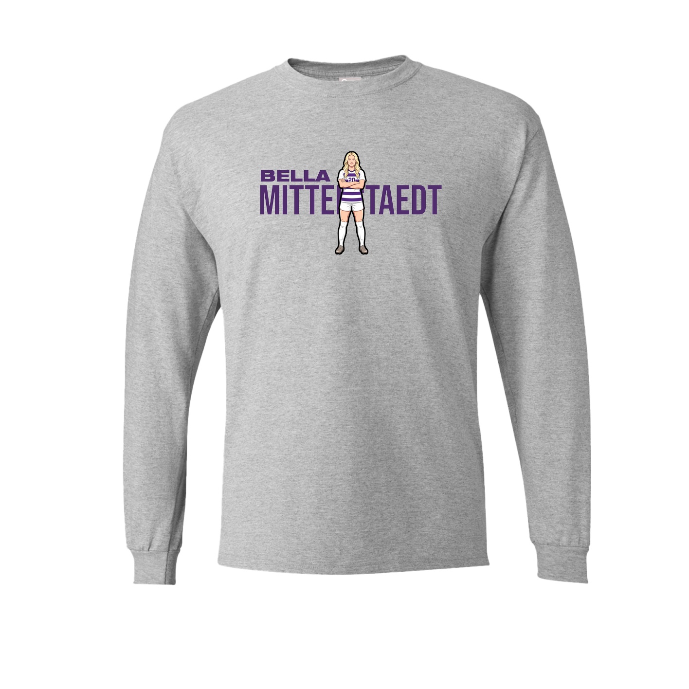 Long Sleeve Tee — Player Name in Grey