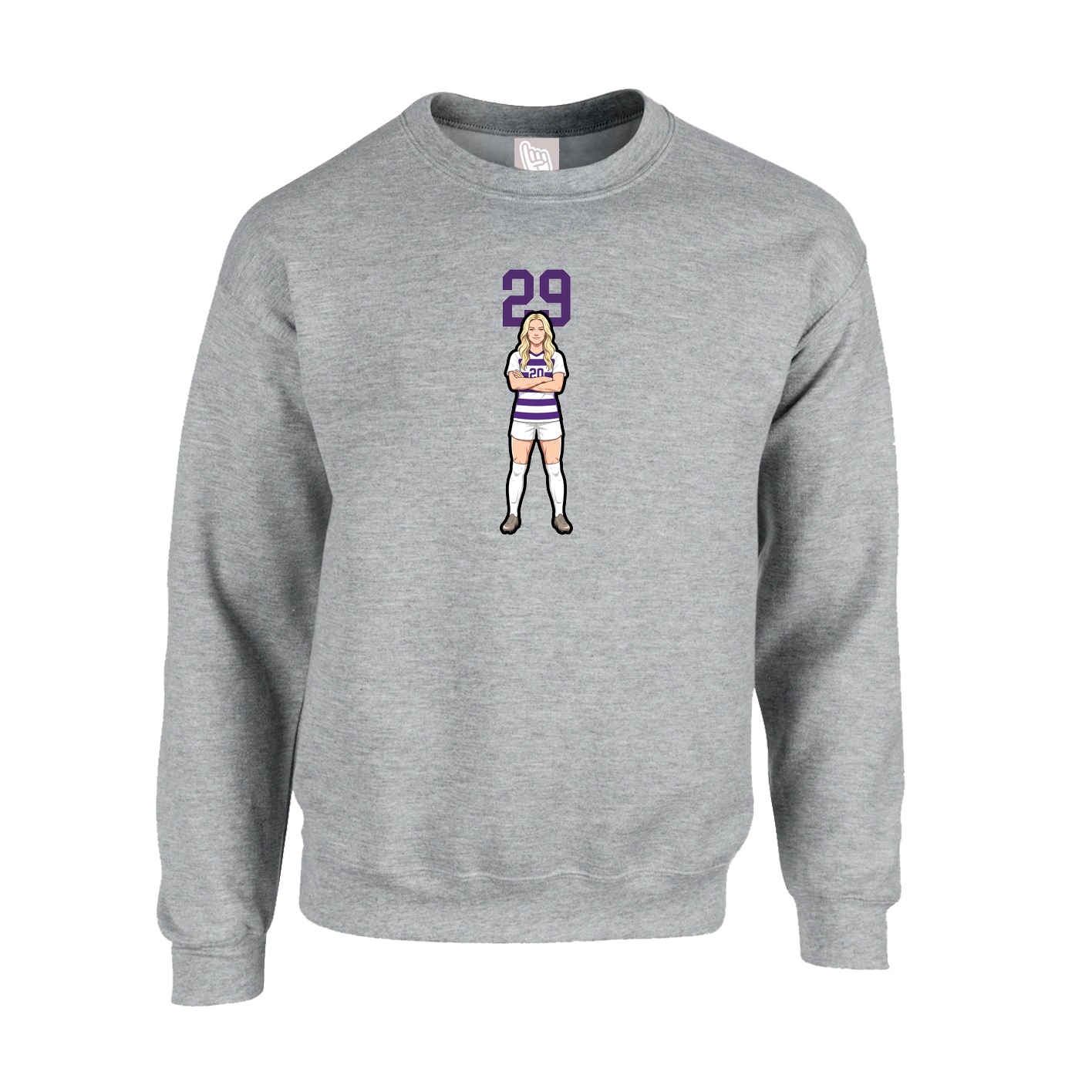 Fleece Crew — Number Top in Grey