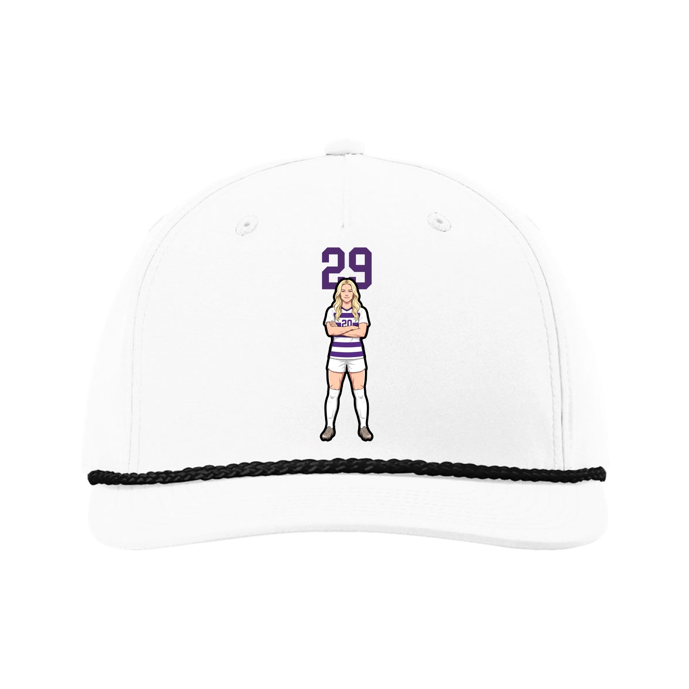 Five-Panel Classic Rope Cap — Number Top in White