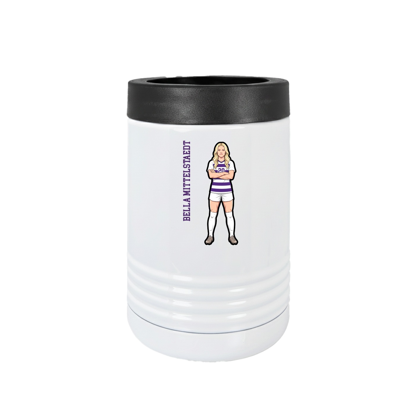 Beverage Holder — Name Vertical in White