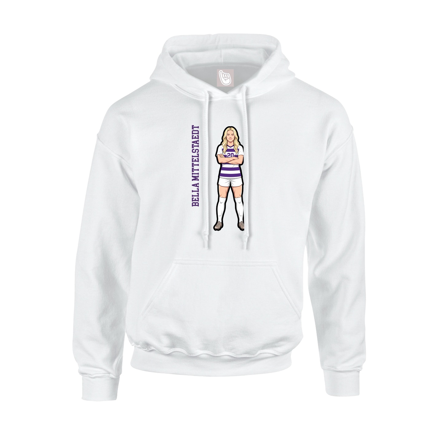 Hoodie — Name Vertical in White