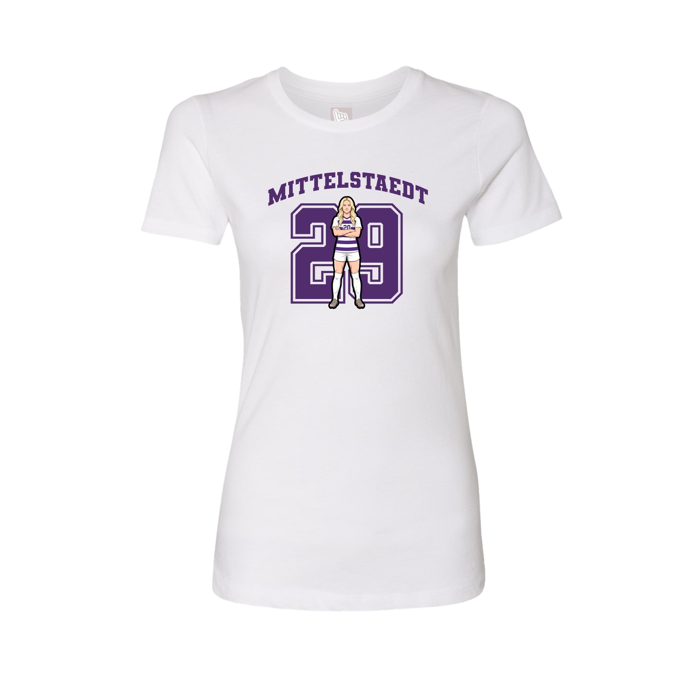 Fitted Women's Tee — Number in White