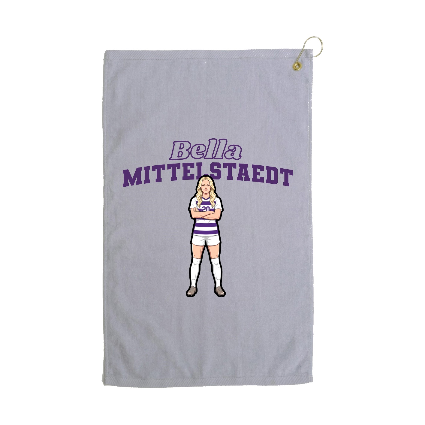 Golf Towel — Name Arch in Grey