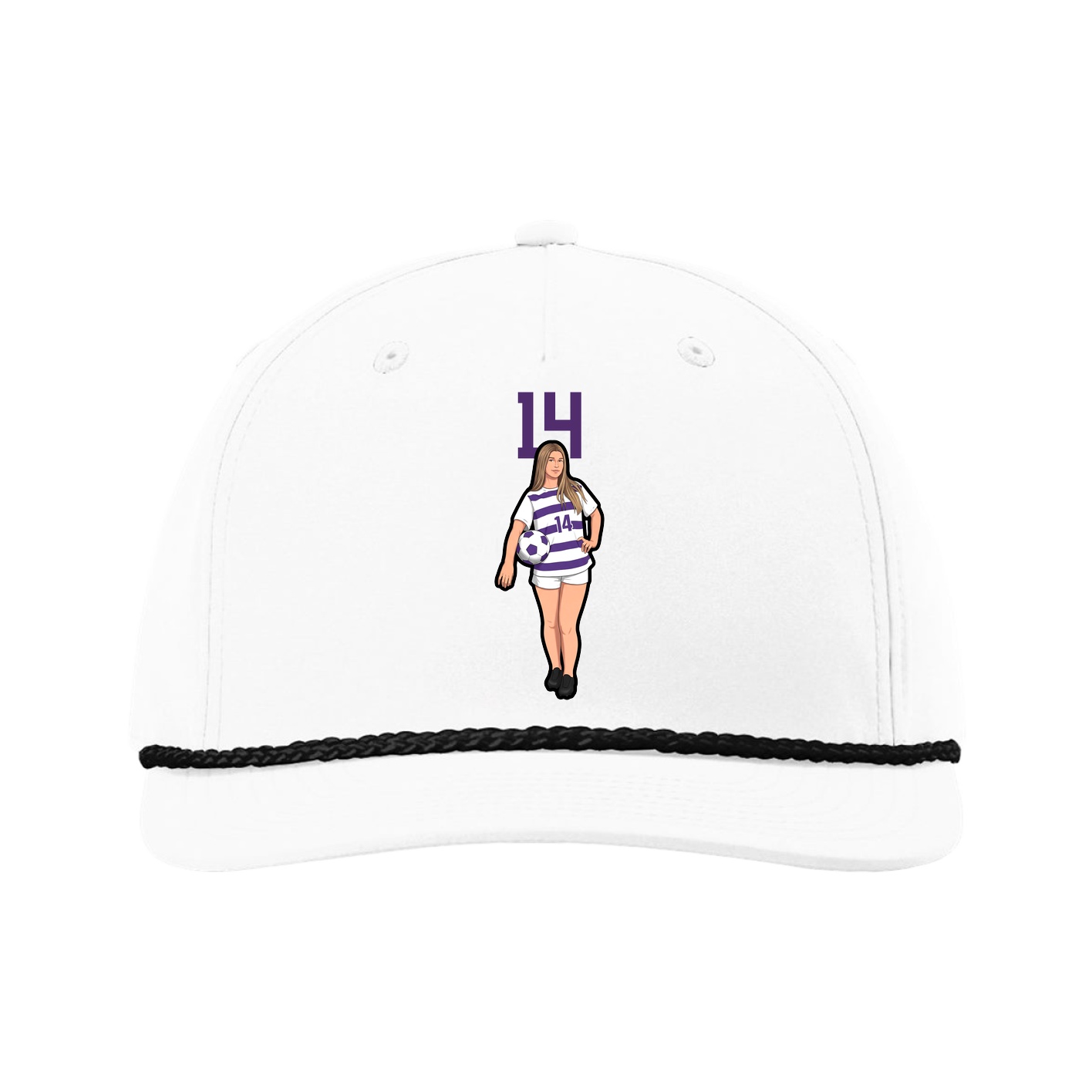 Five-Panel Classic Rope Cap — Number Top in White