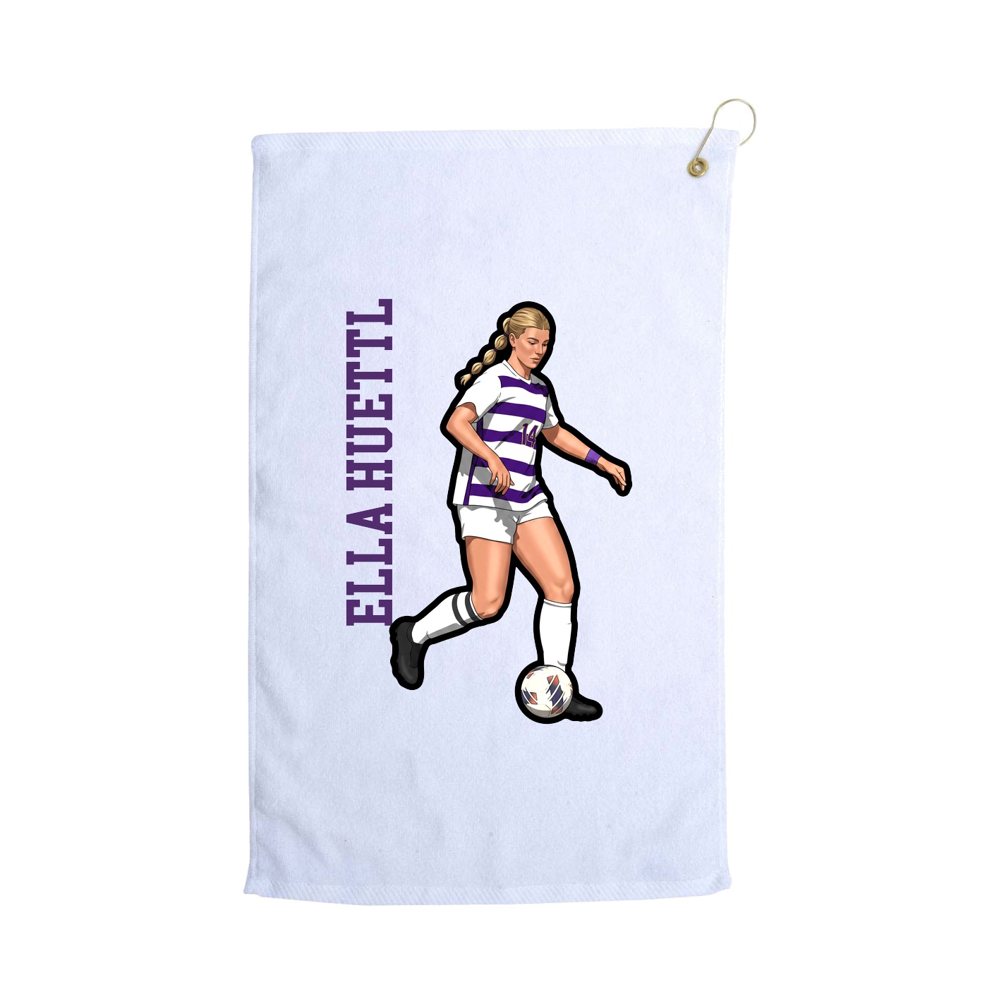 Golf Towel — Name Vertical in White
