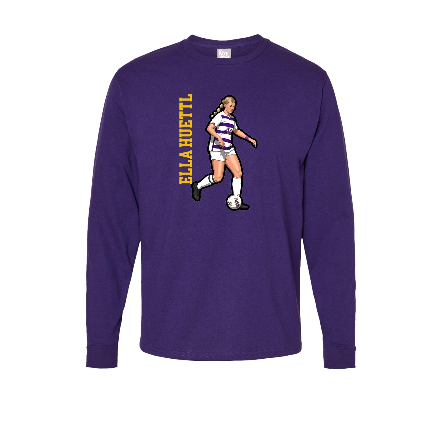 Long Sleeve Tee — Name Vertical in Purple