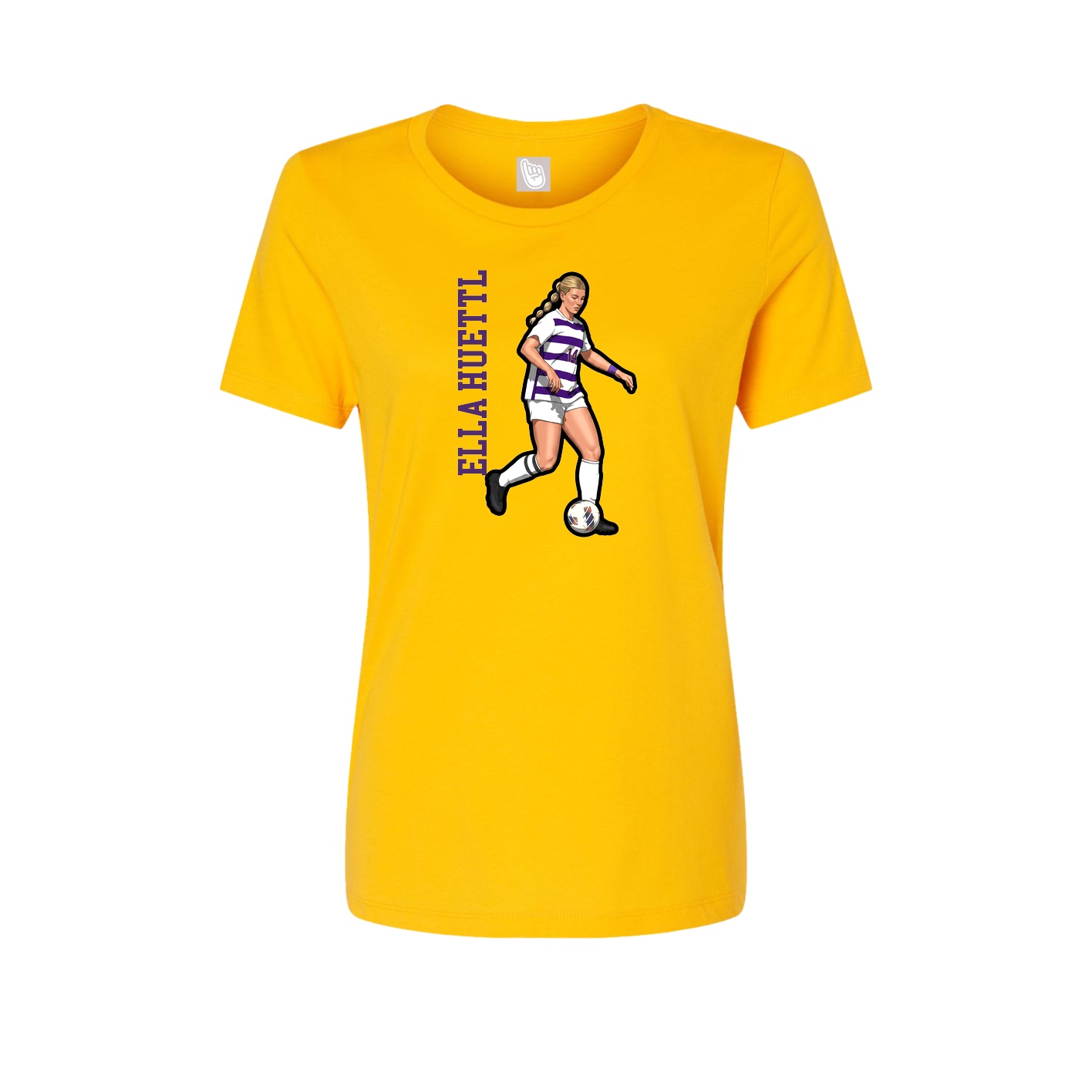 Fitted Women's Tee — Name Vertical in Gold