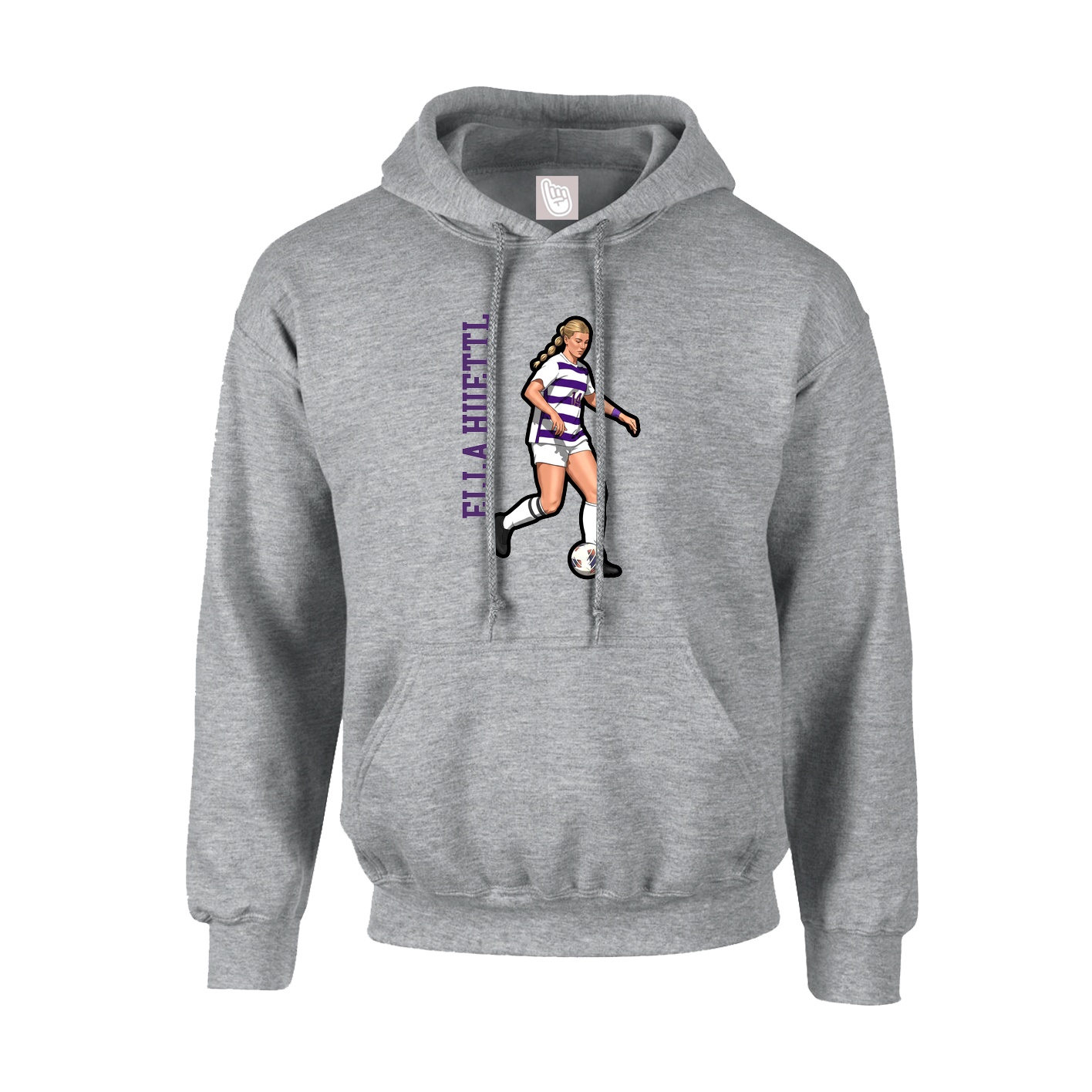 Youth Hoodie — Name Vertical in Grey