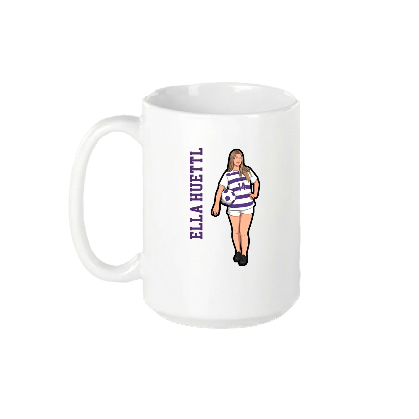 15oz Coffee Mug — Name Vertical in White