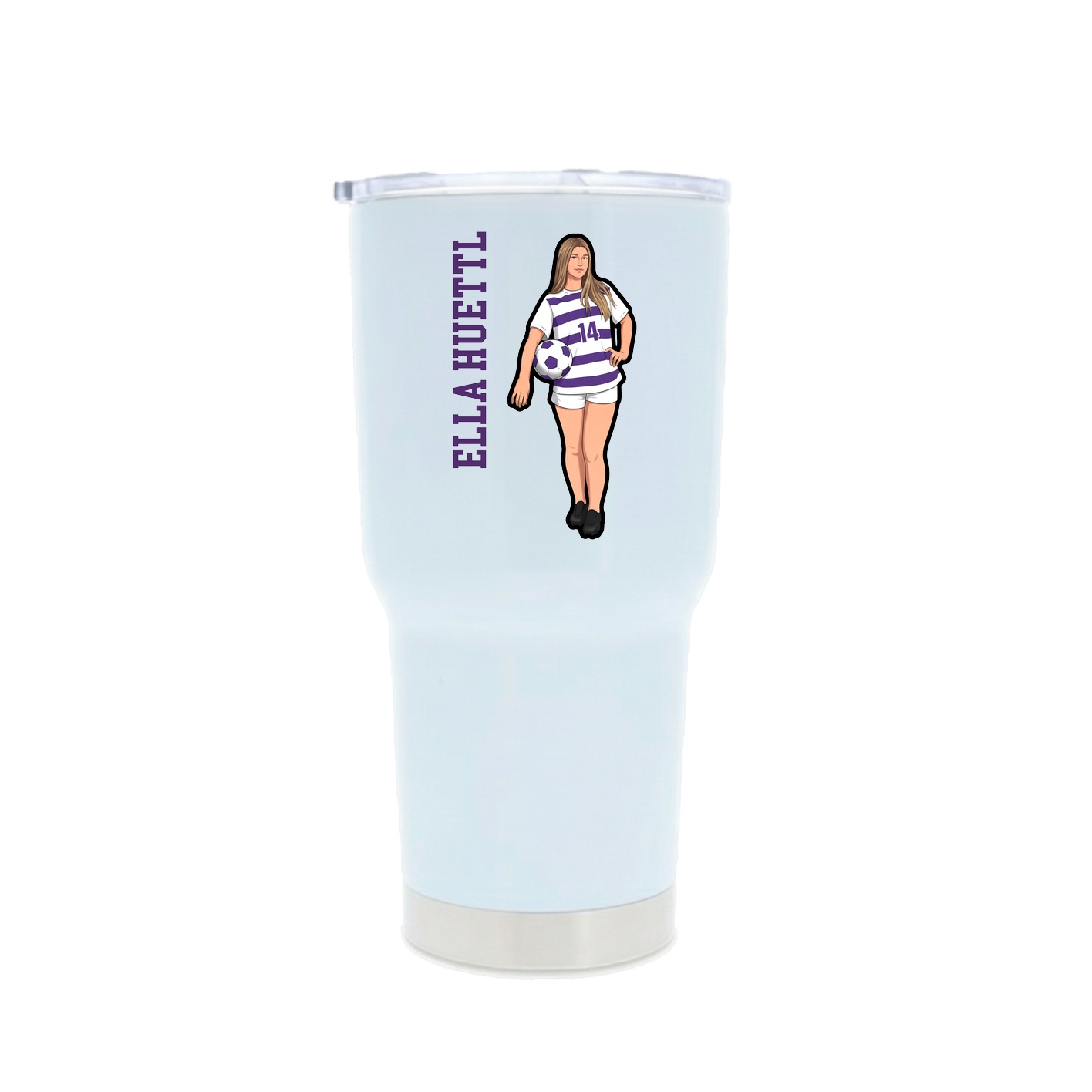 30oz Stainless Steel Tumbler — Name Vertical in White