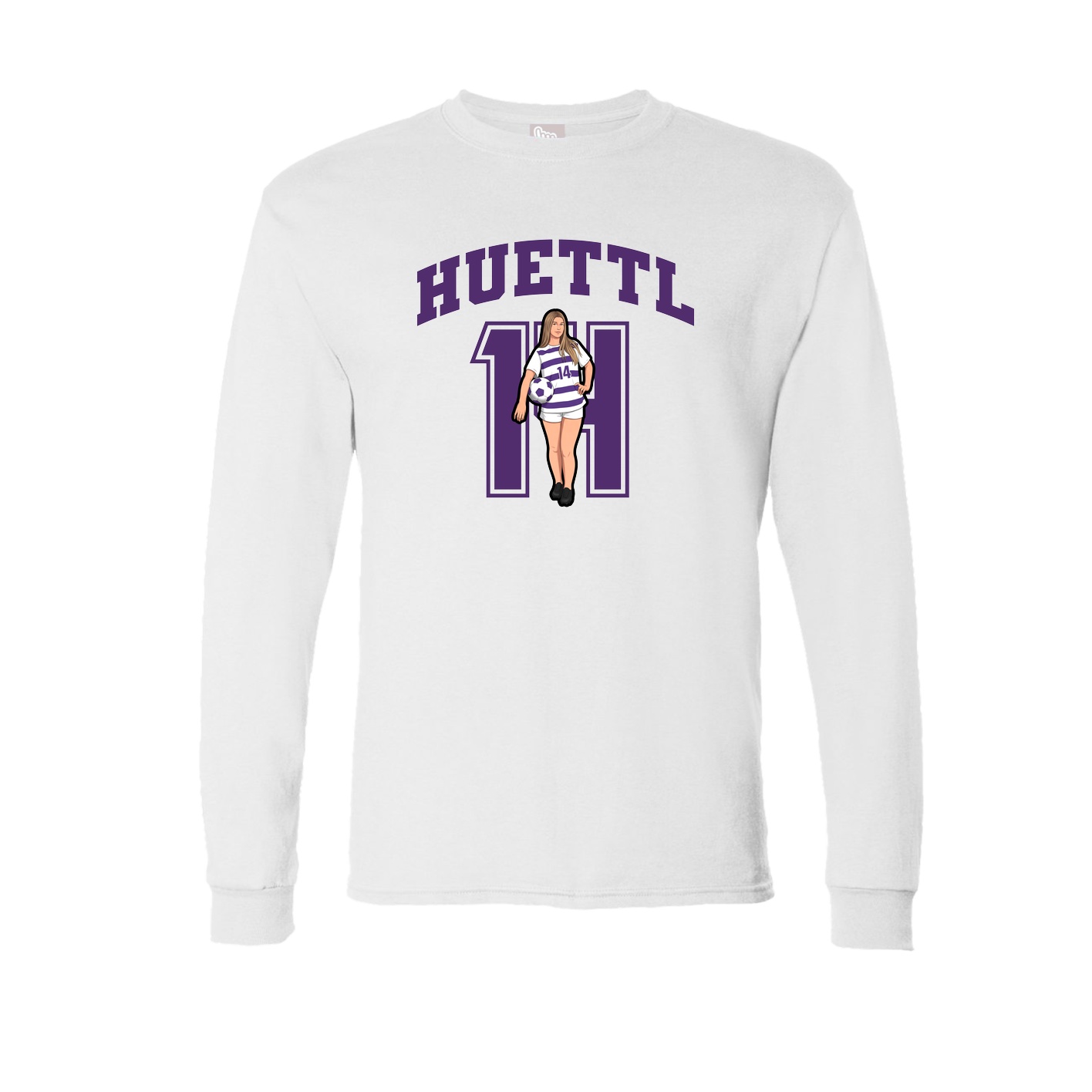 Long Sleeve Tee — Number in White