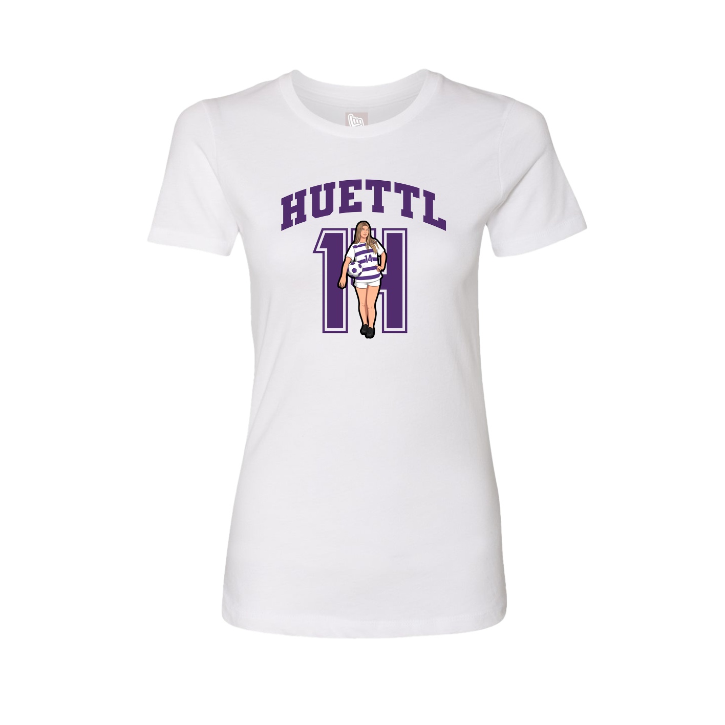 Fitted Women's Tee — Number in White