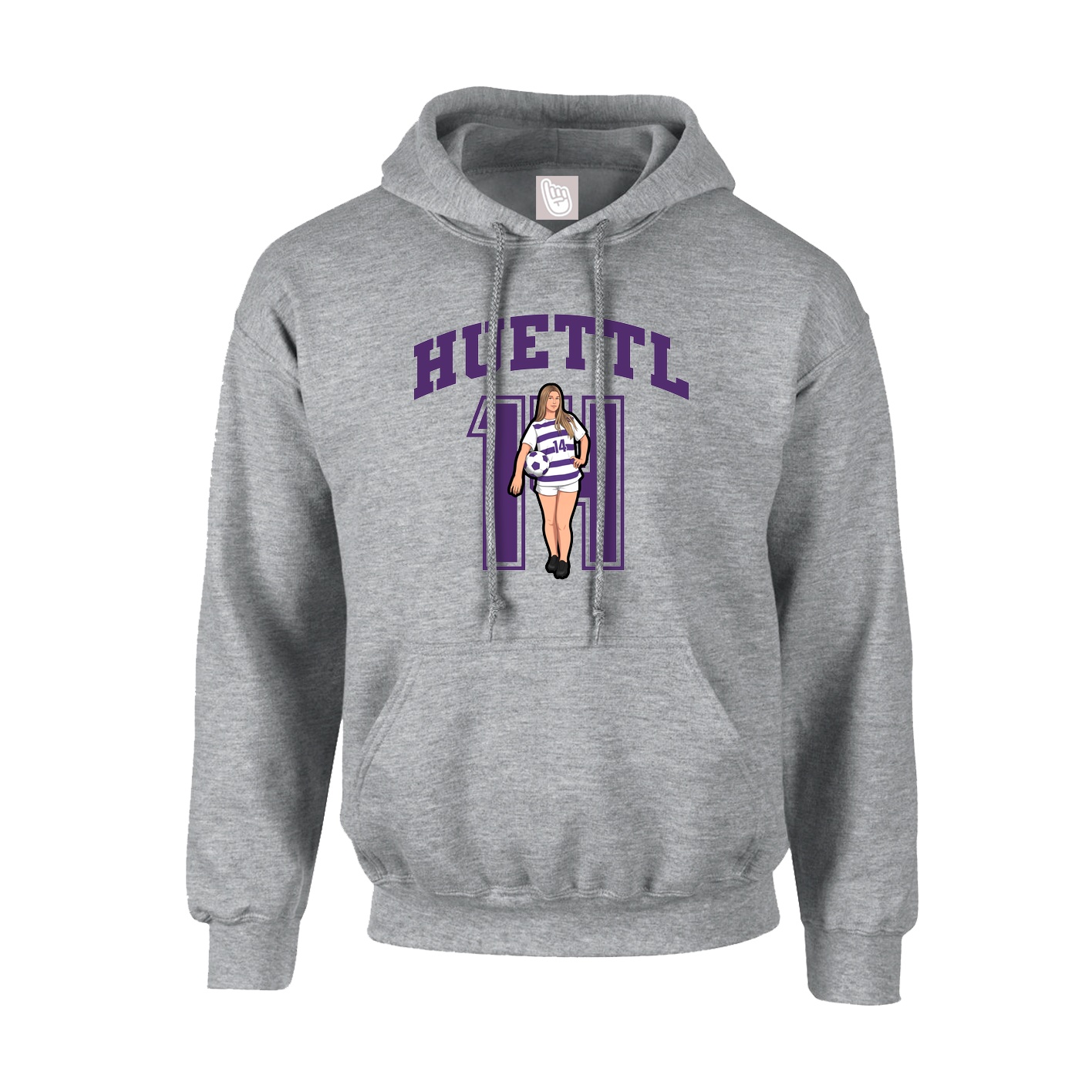 Youth Hoodie — Number in Grey