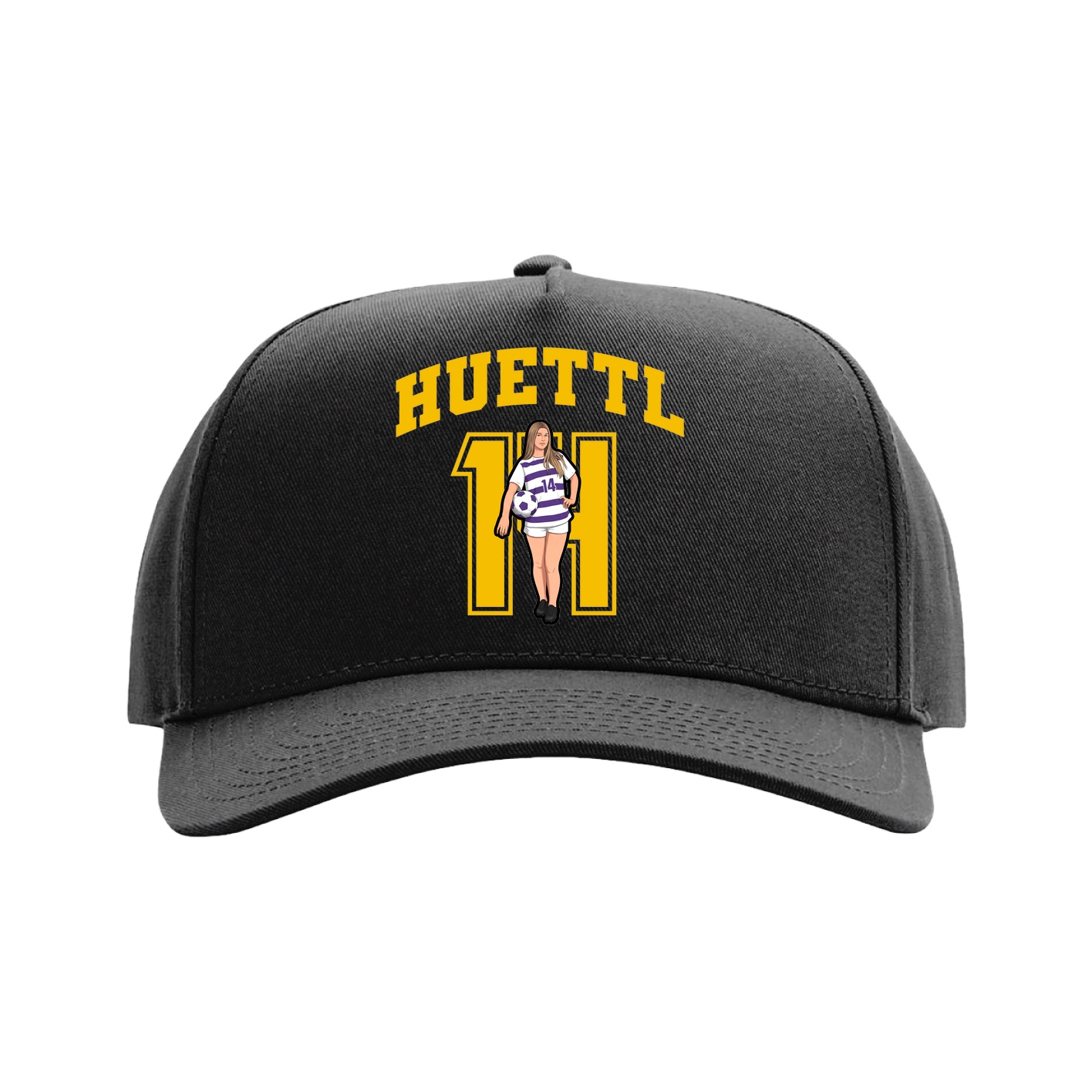 Full Fabric Five-Panel Champ Cap — Number in Black