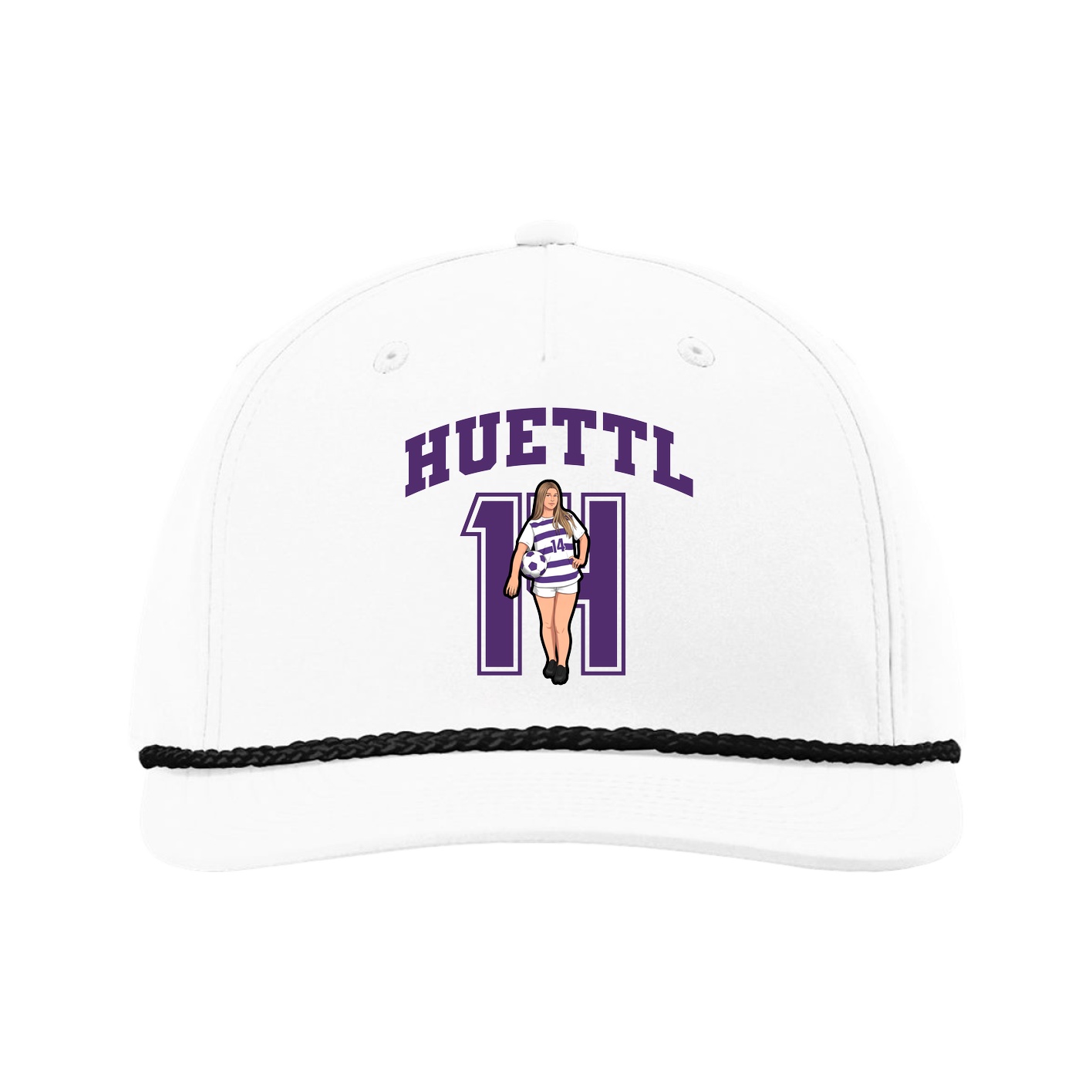 Five-Panel Classic Rope Cap — Number in White