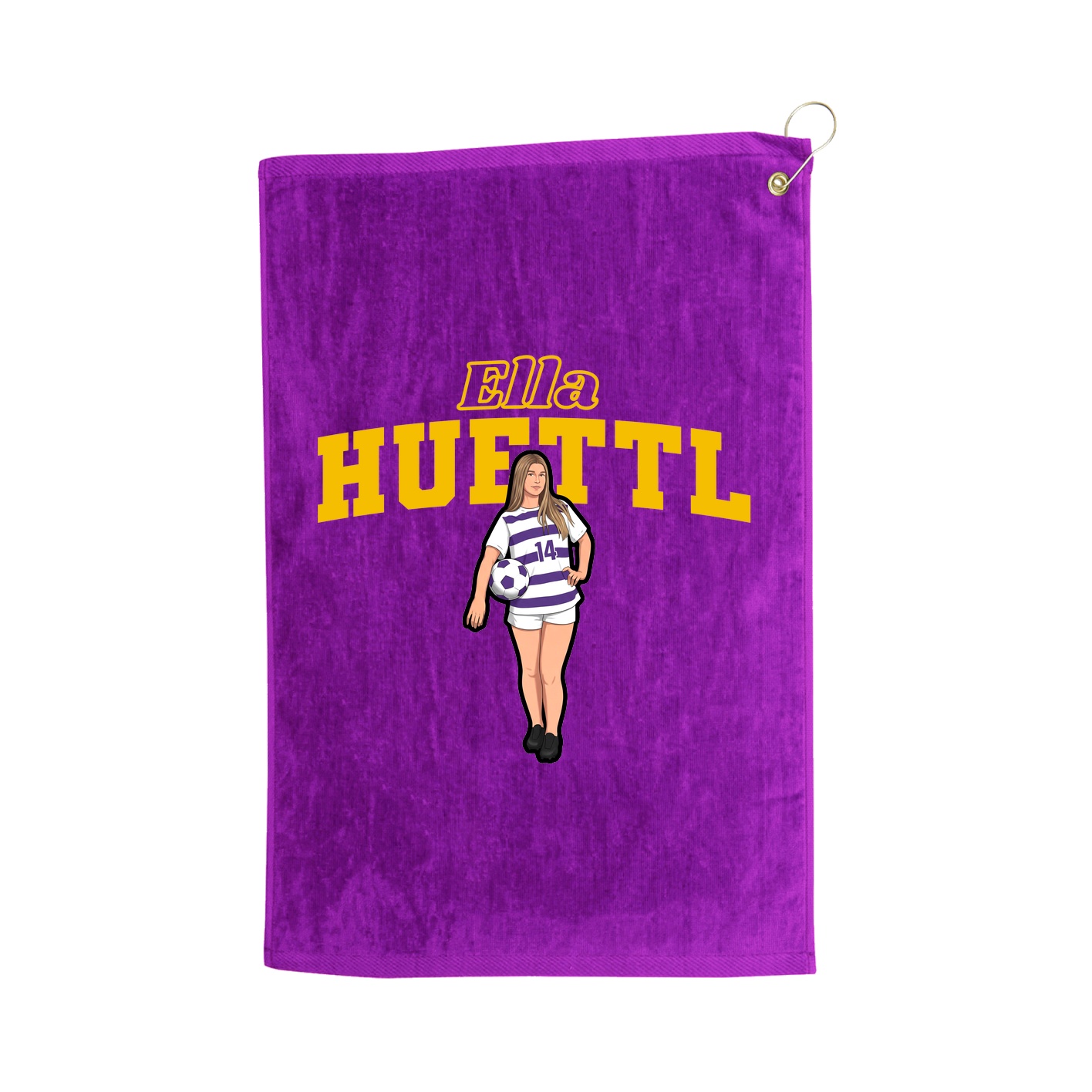 Golf Towel — Name Arch in Purple