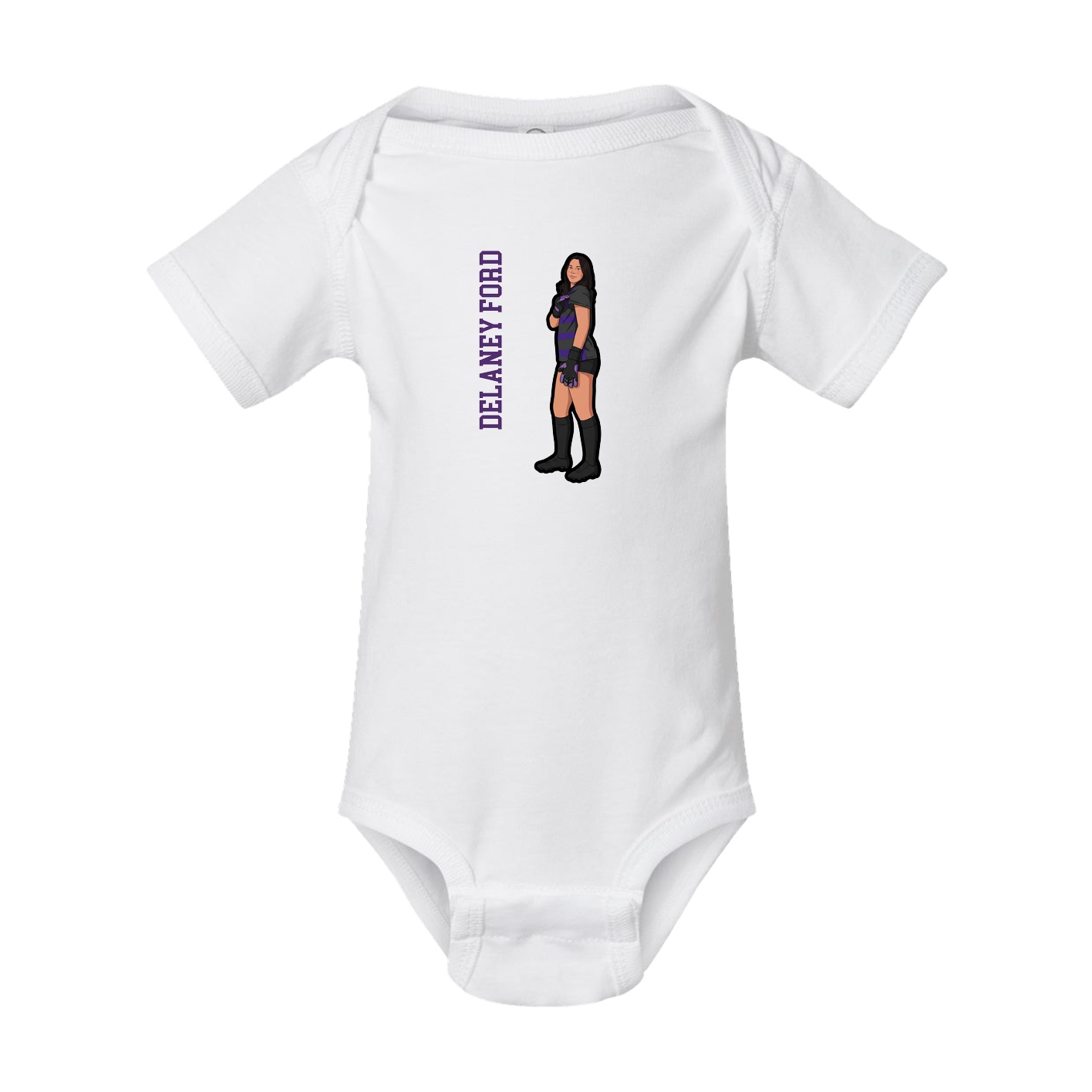 Baby Onesie — Name Vertical in White