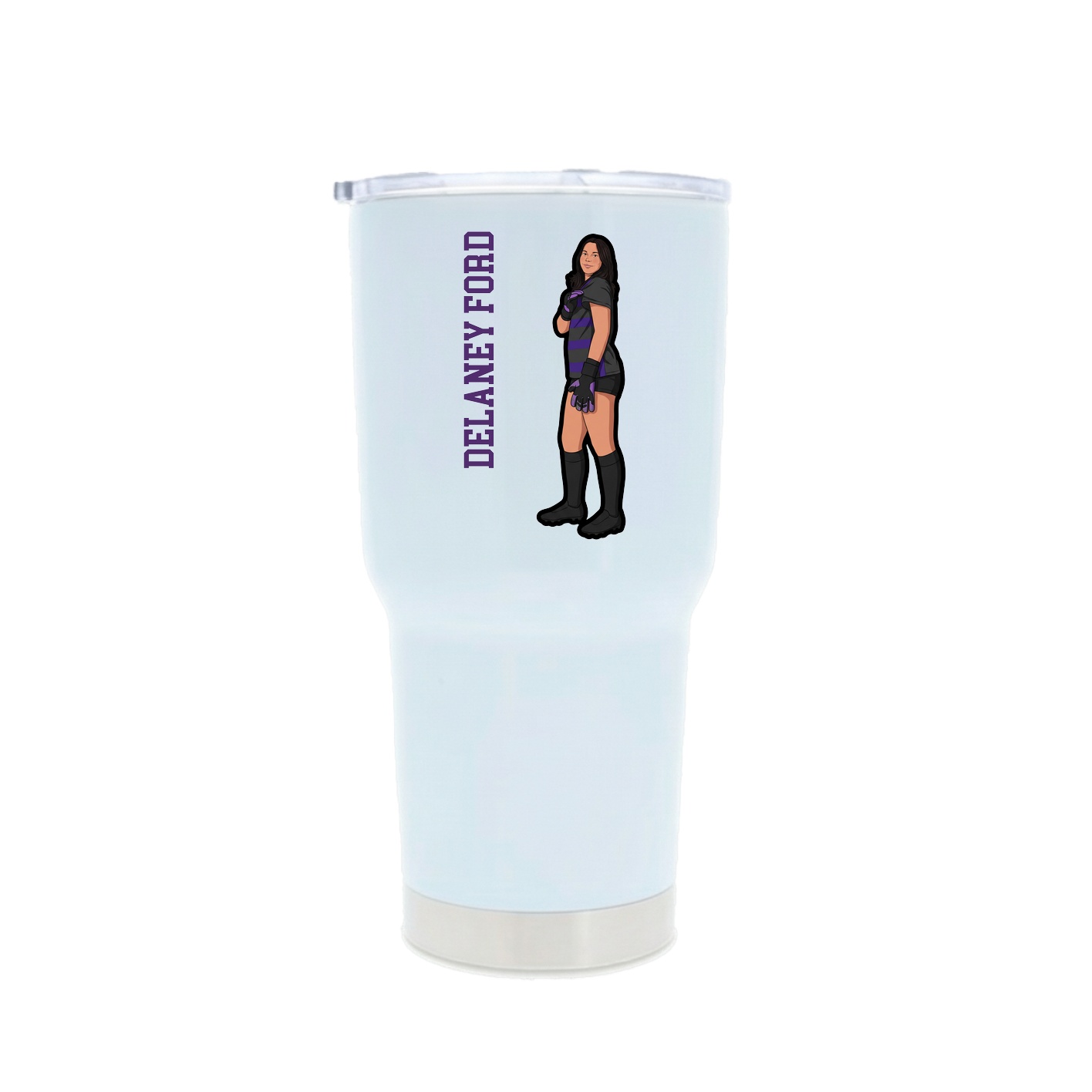 30oz Stainless Steel Tumbler — Name Vertical in White