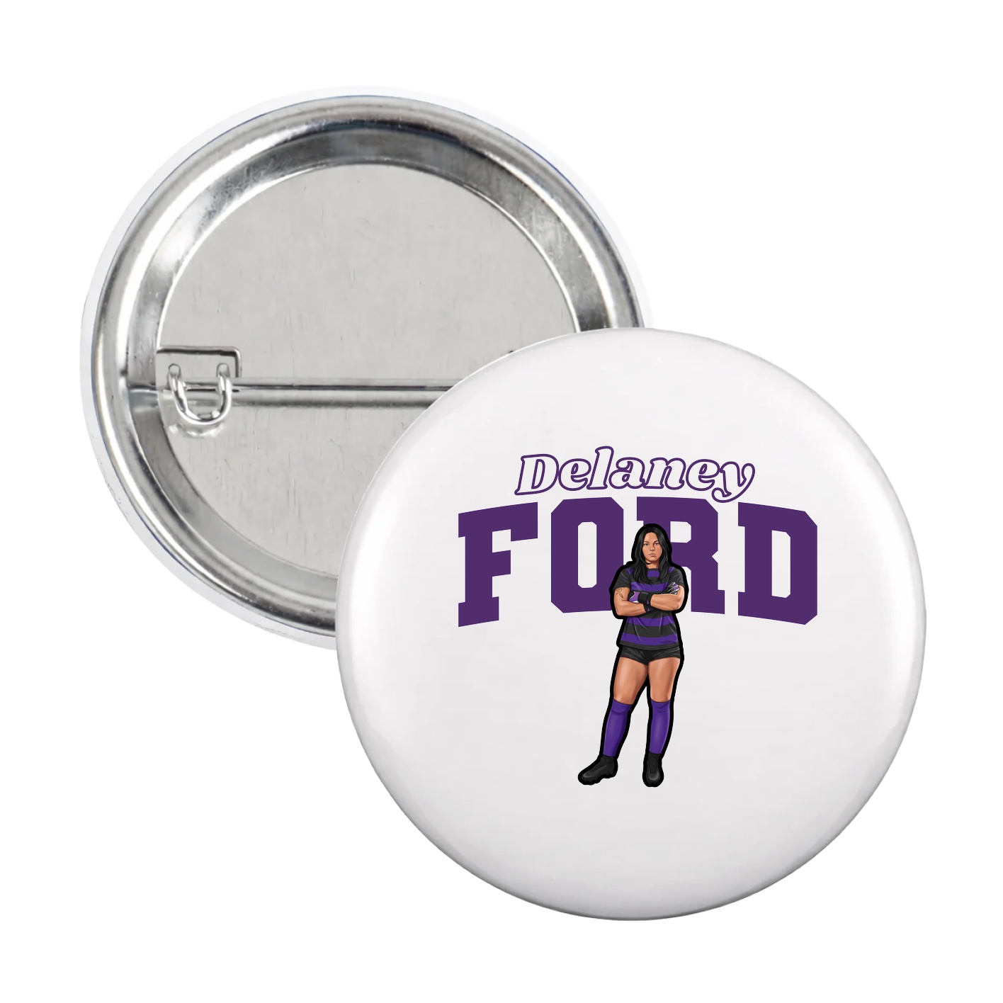 Game Day Button — Name Arch in White
