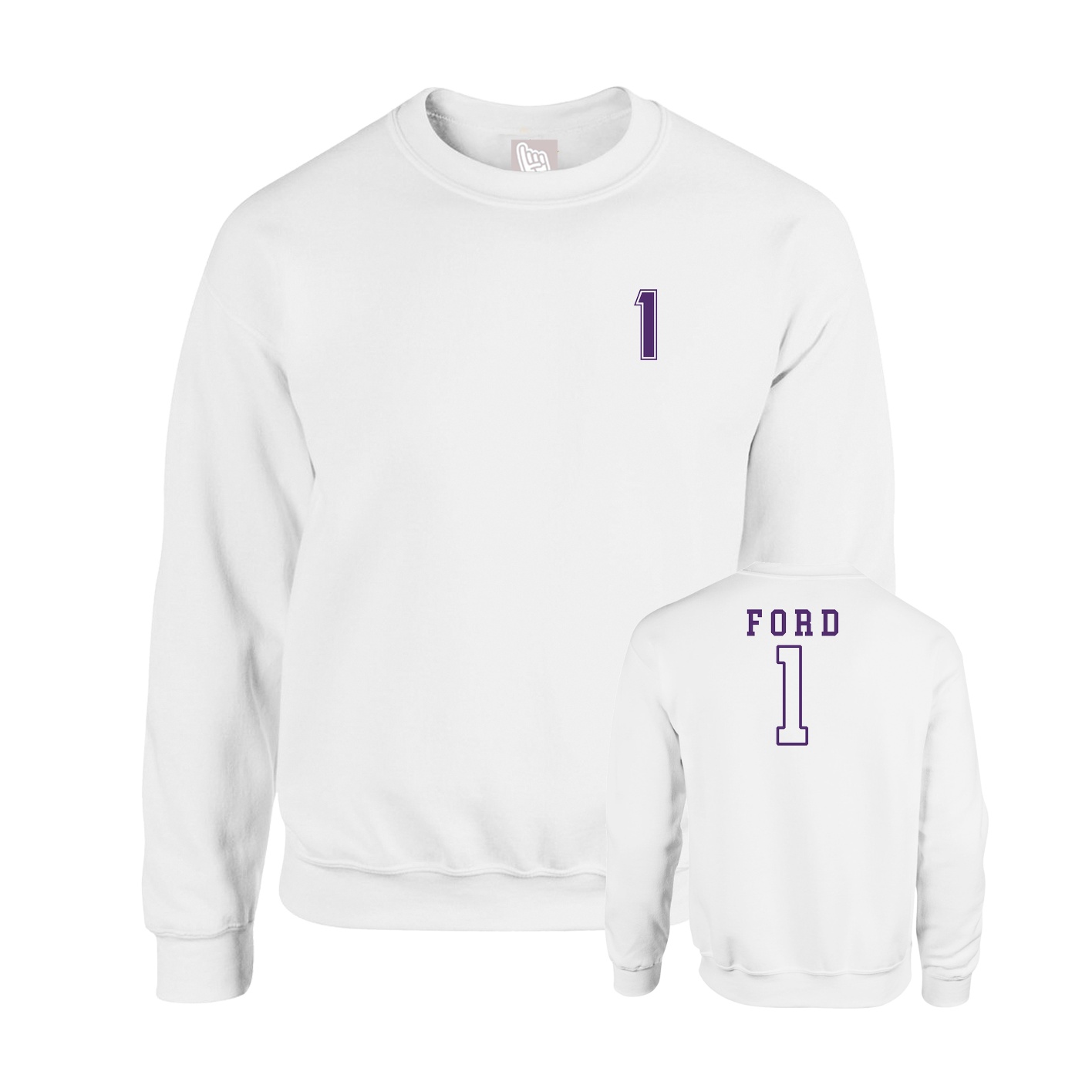 Fleece Crew — Chest Back in White