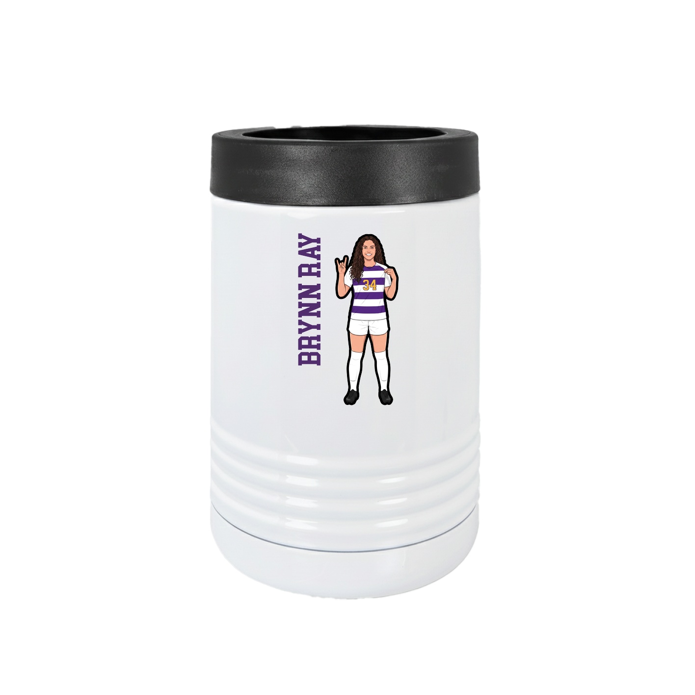 Beverage Holder — Name Vertical in White