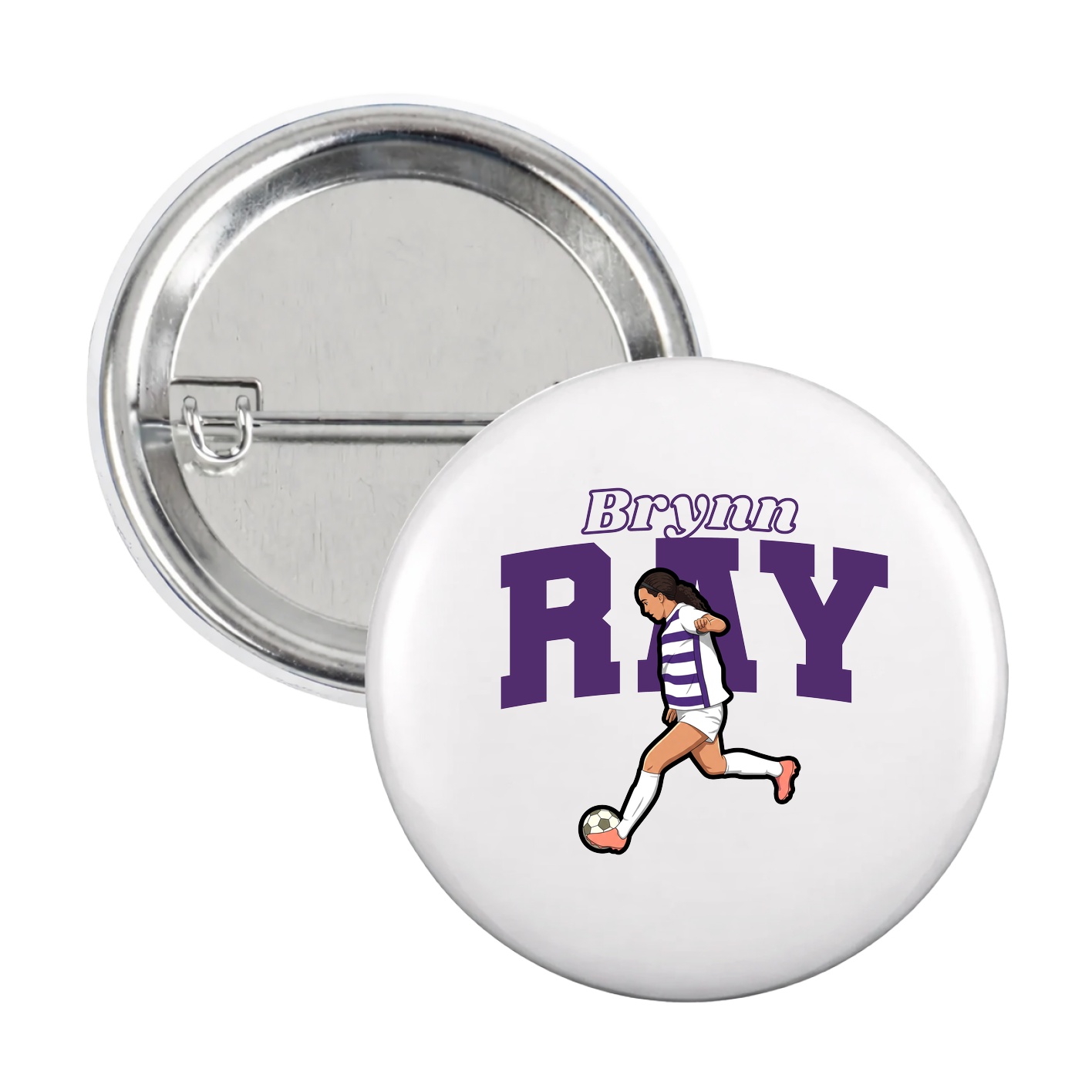 Game Day Button — Name Arch in White