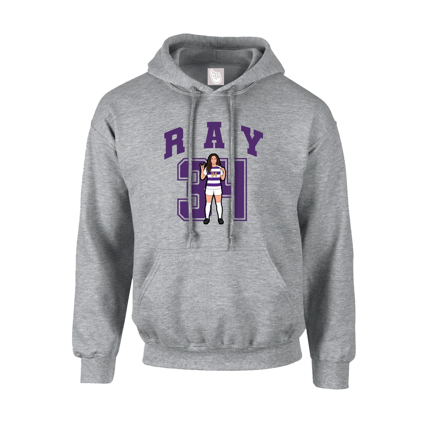 Youth Hoodie — Number in Grey