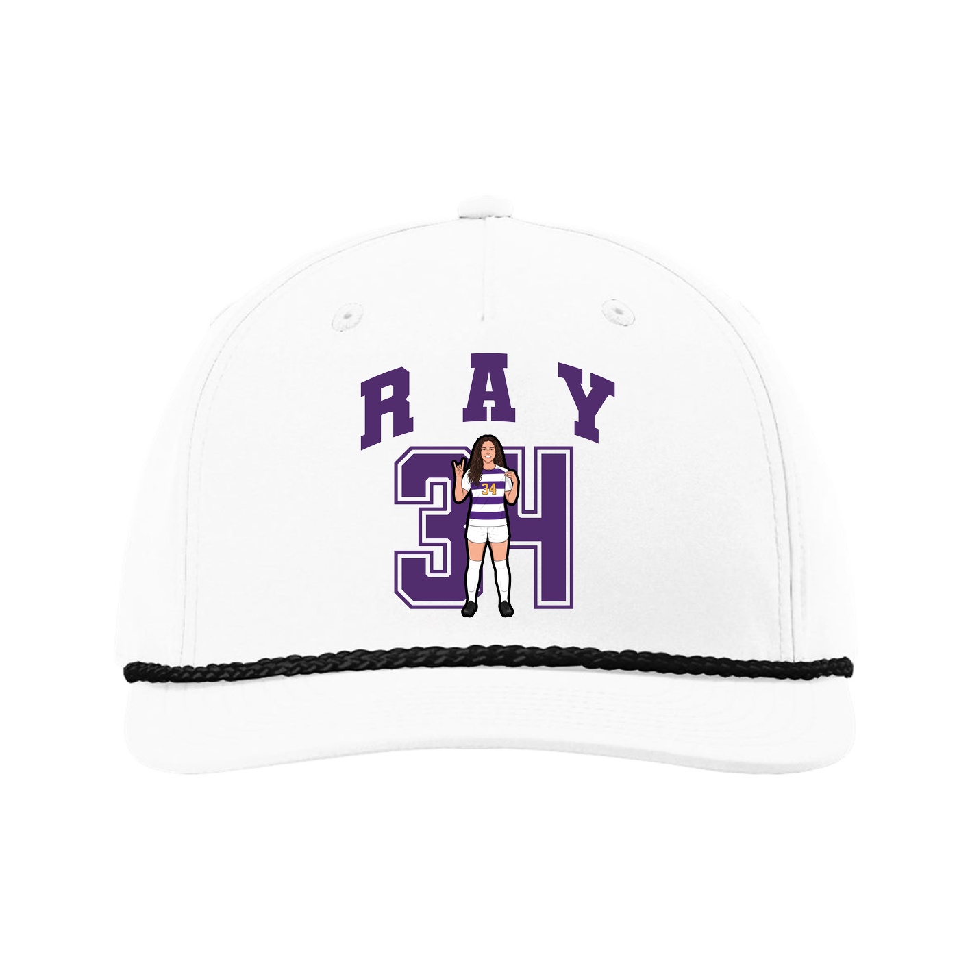 Five-Panel Classic Rope Cap — Number in White