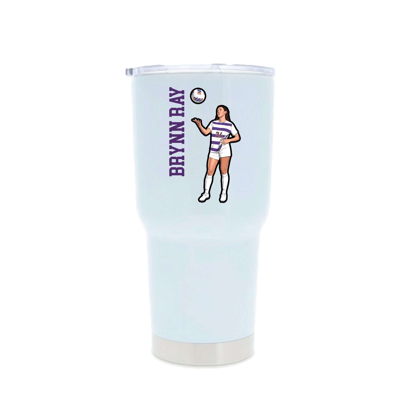 30oz Stainless Steel Tumbler — Name Vertical in White