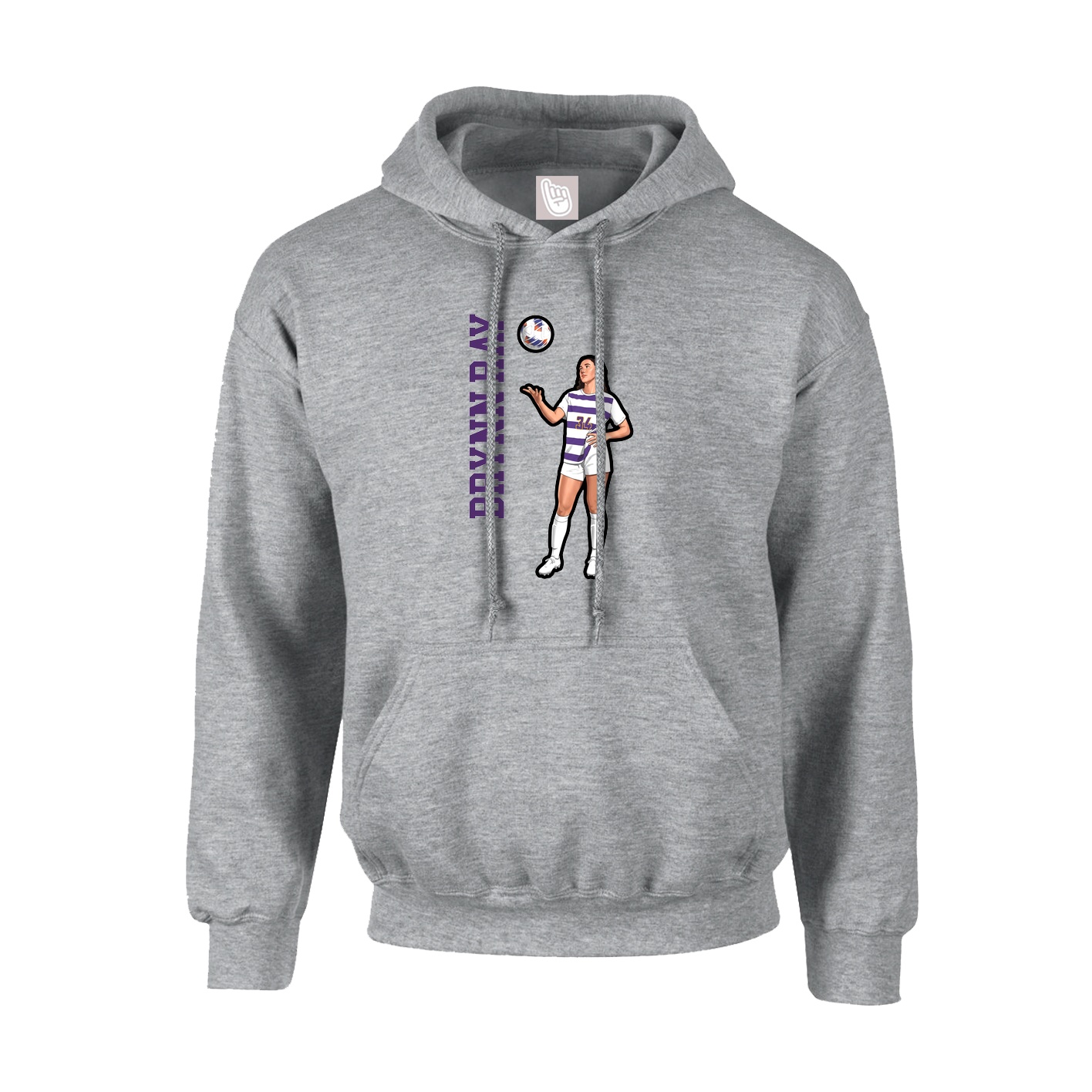 Hoodie — Name Vertical in Grey
