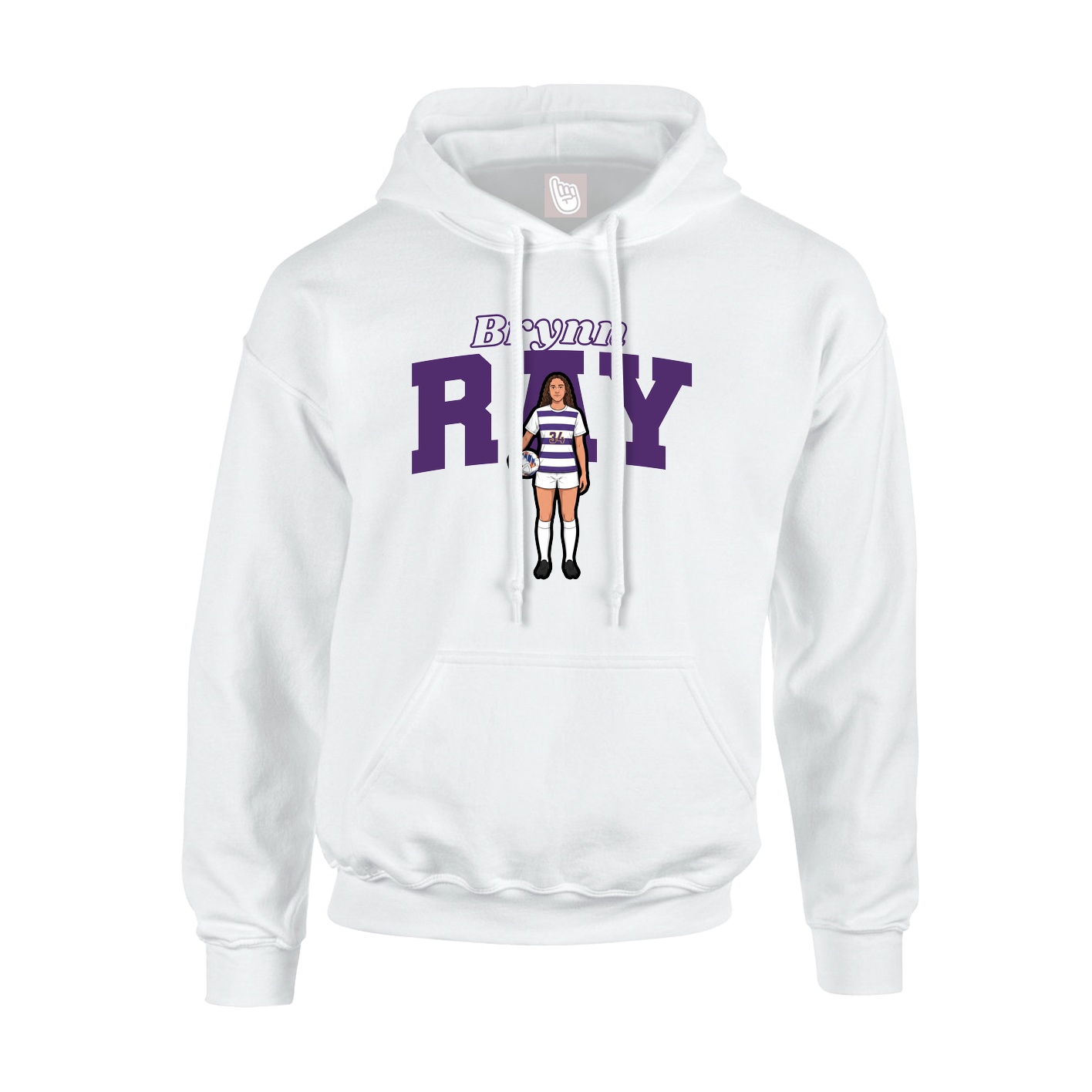 Youth Hoodie — Name Arch in White