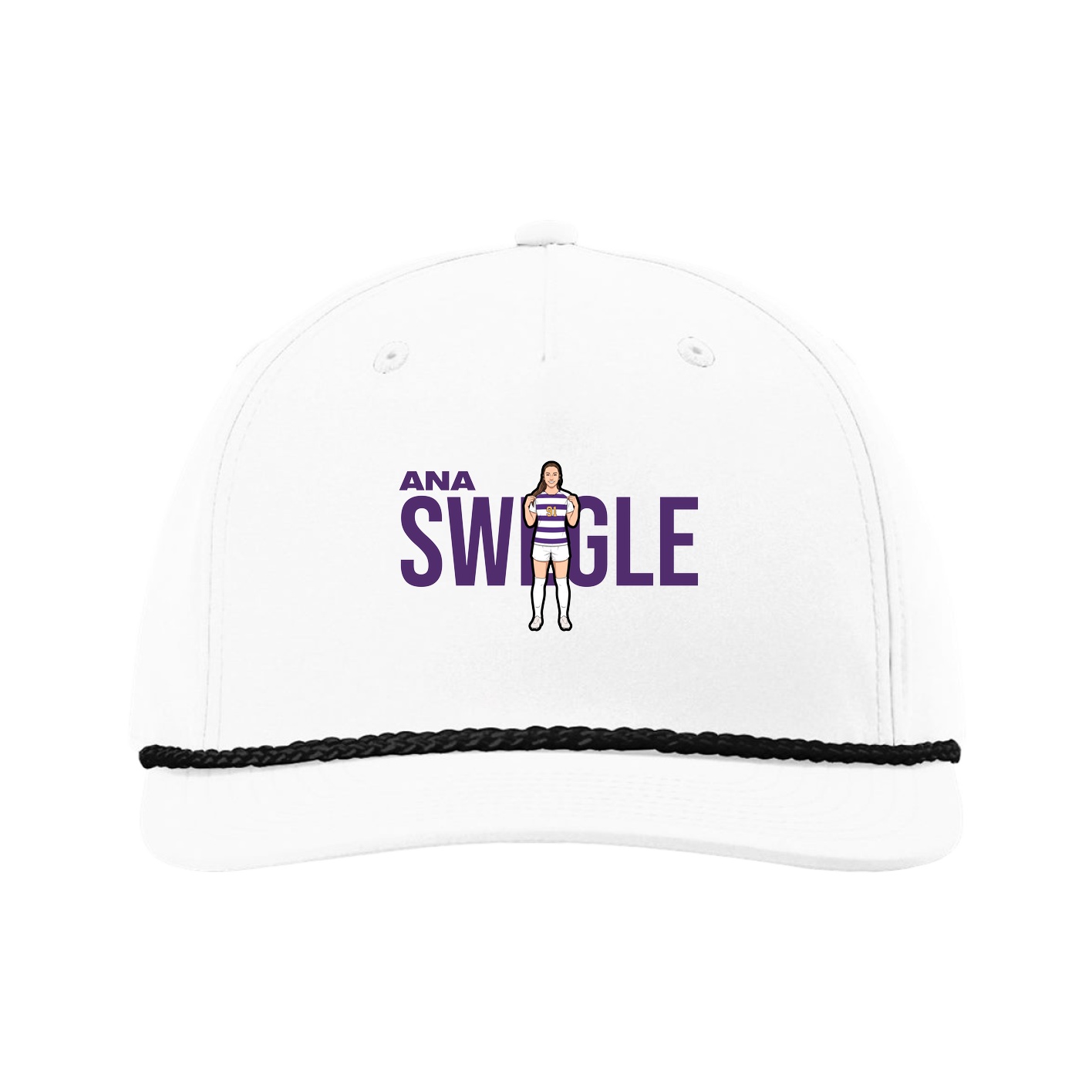 Five-Panel Classic Rope Cap — Player Name in White