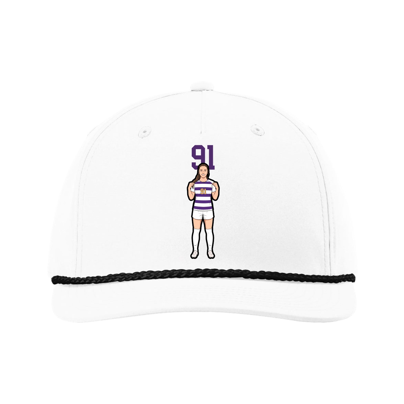 Five-Panel Classic Rope Cap — Number Top in White