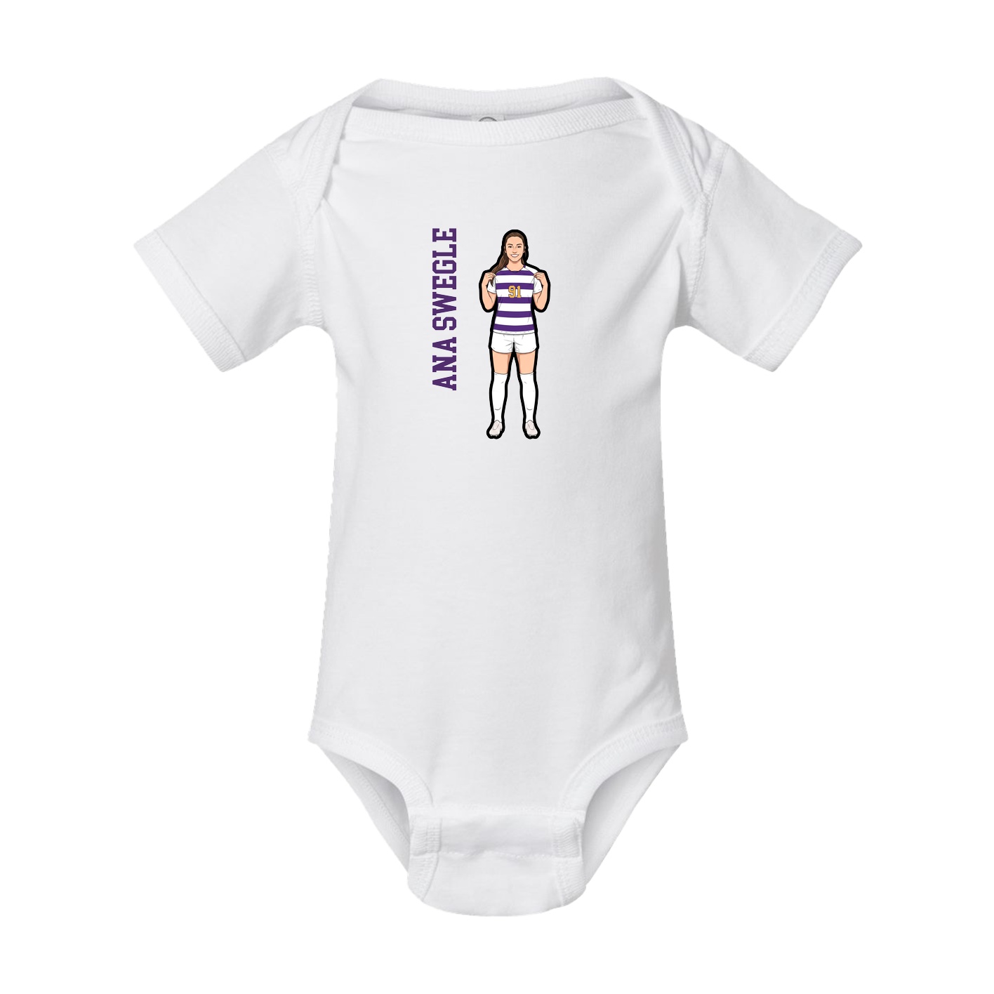 Baby Onesie — Name Vertical in White