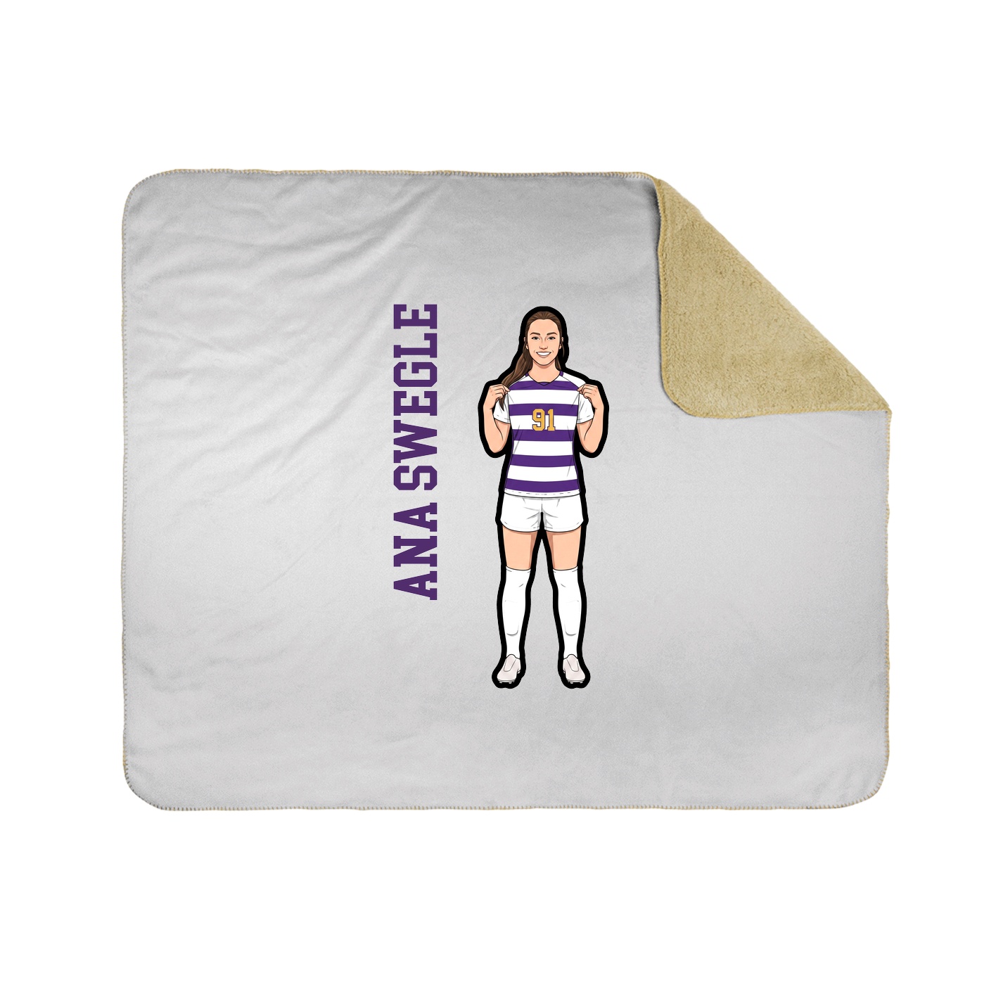 Throw Blanket — Name Vertical in White