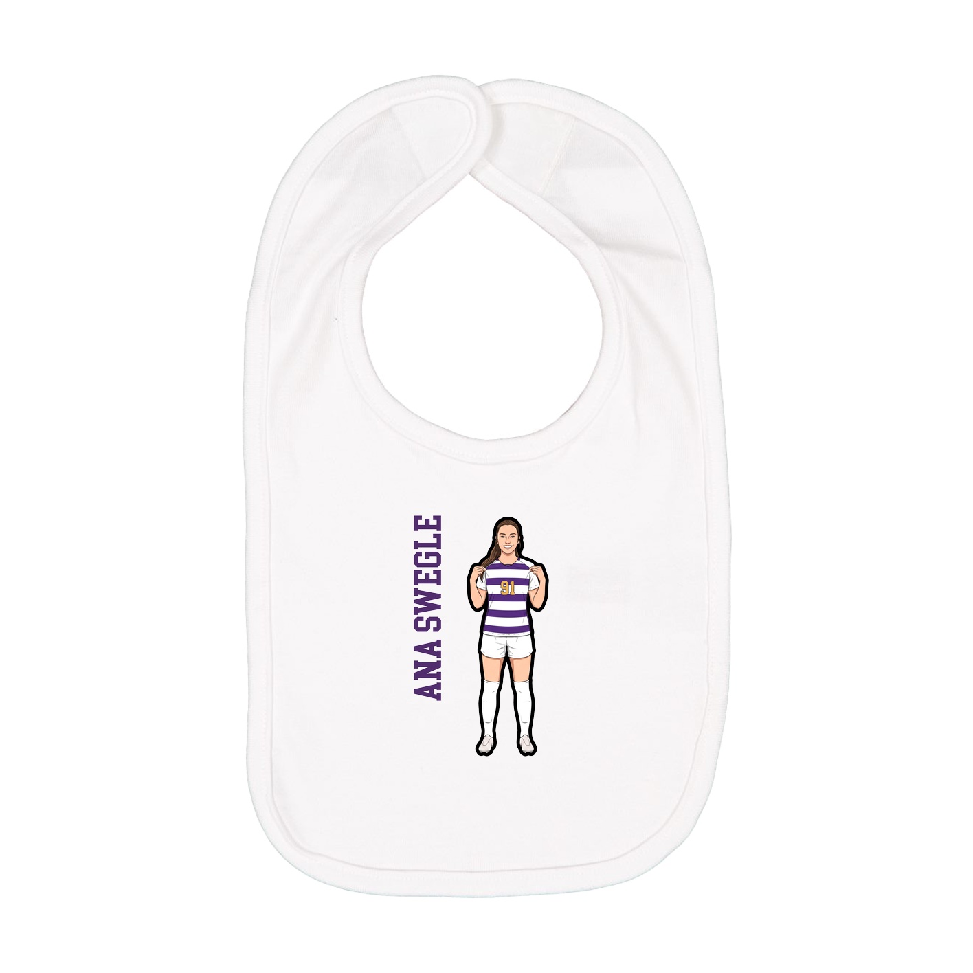 Infant Bib — Name Vertical in White