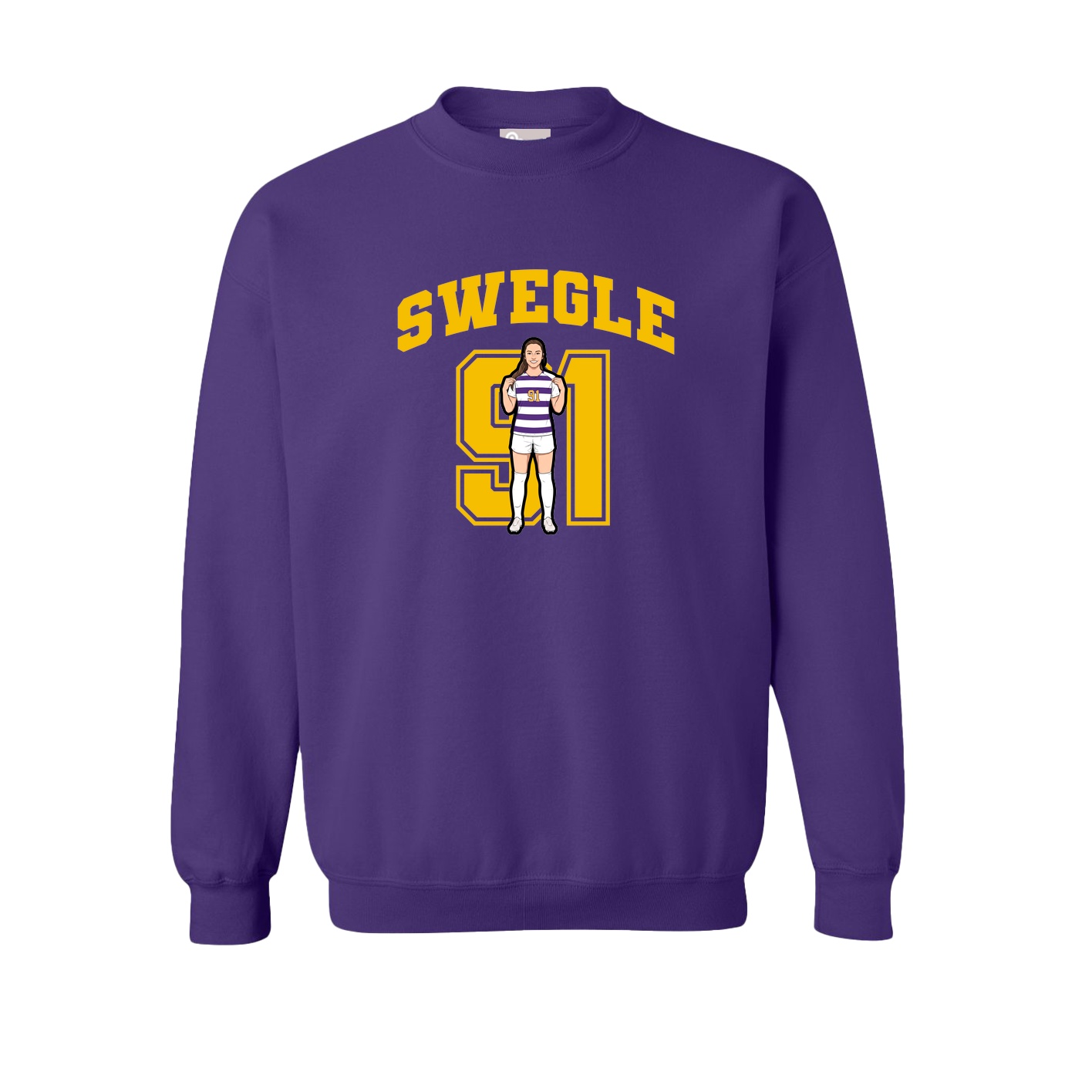 Fleece Crew — Number in Purple