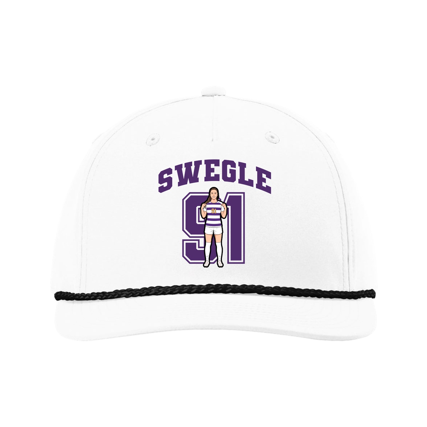 Five-Panel Classic Rope Cap — Number in White