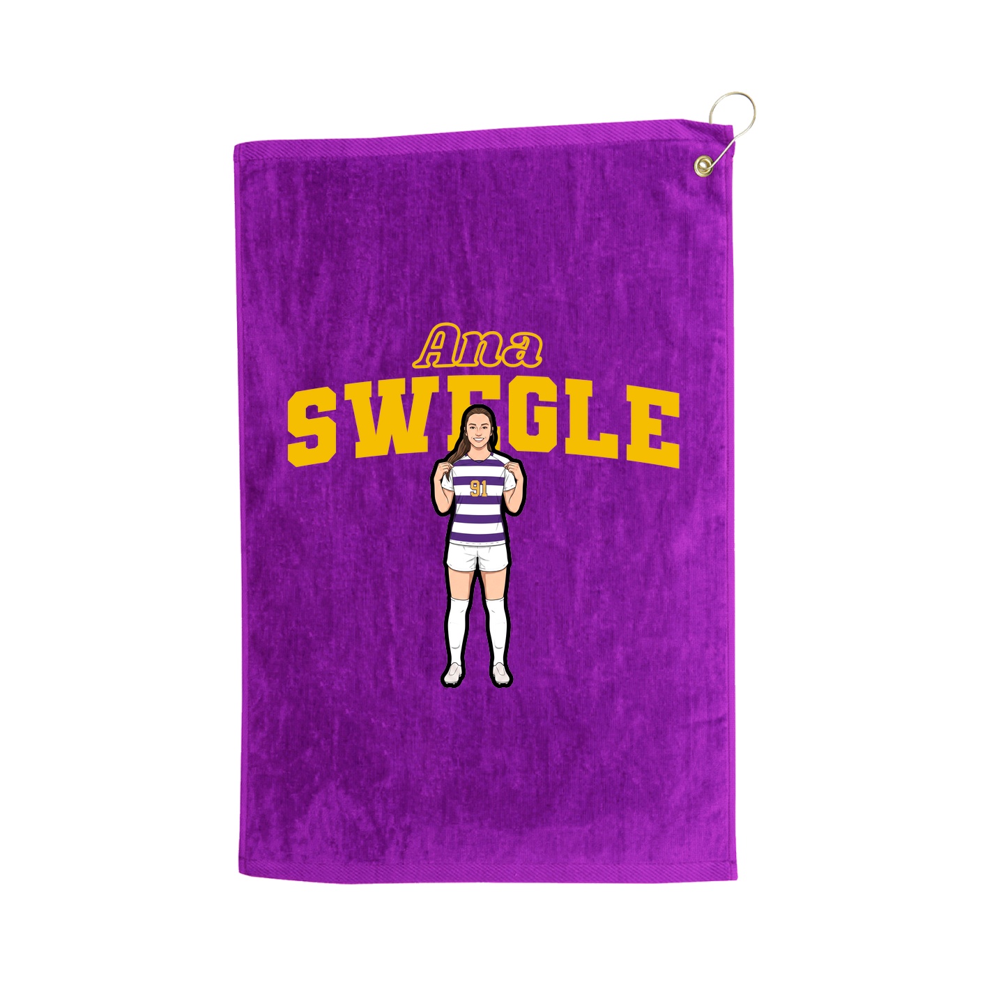 Golf Towel — Name Arch in Purple
