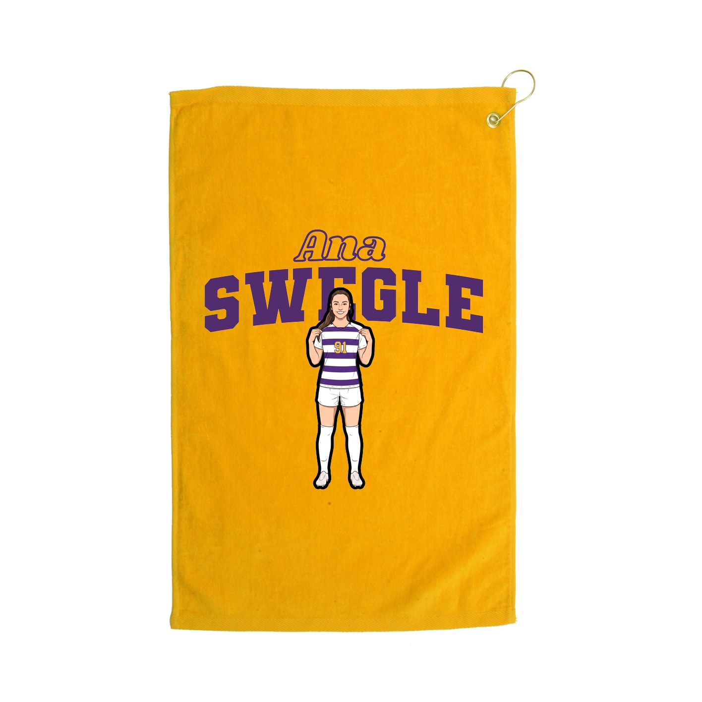 Golf Towel — Name Arch in Gold