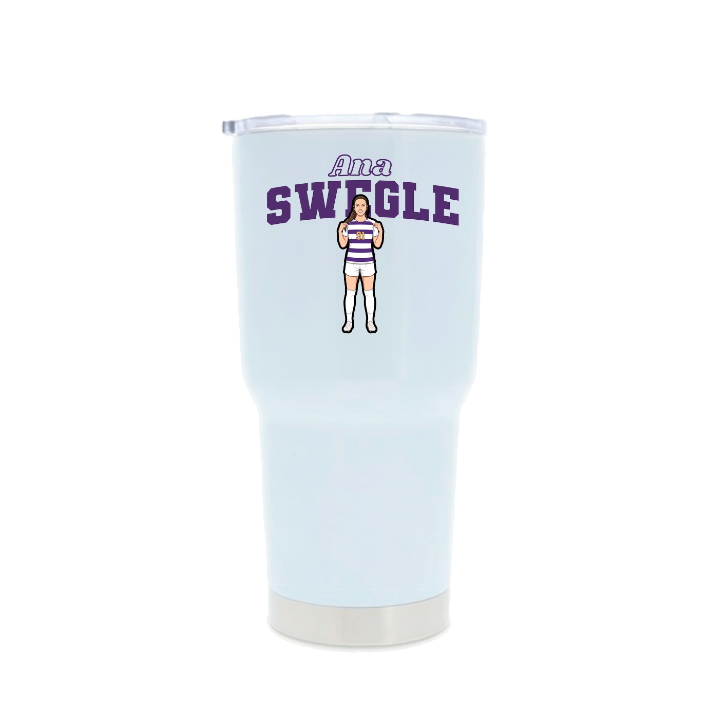 30oz Stainless Steel Tumbler — Name Arch in White