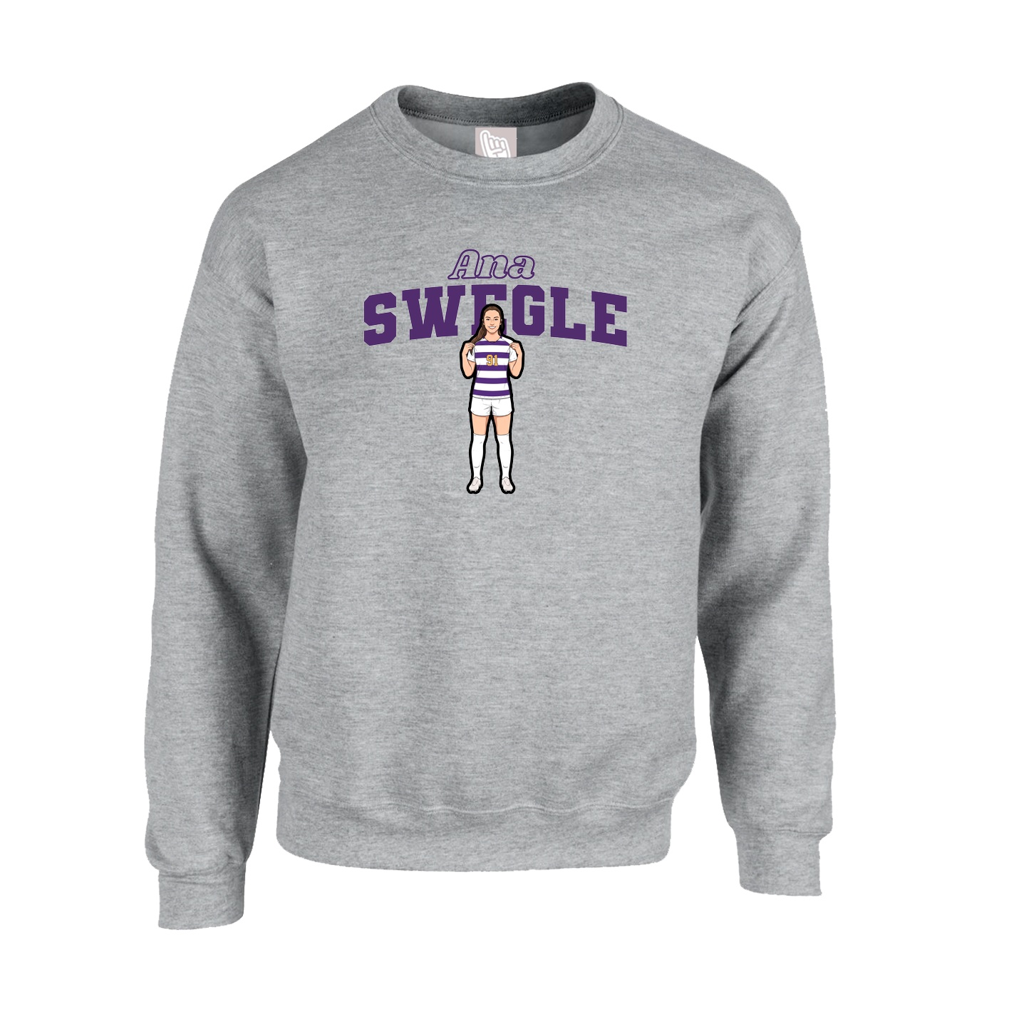 Fleece Crew — Name Arch in Grey