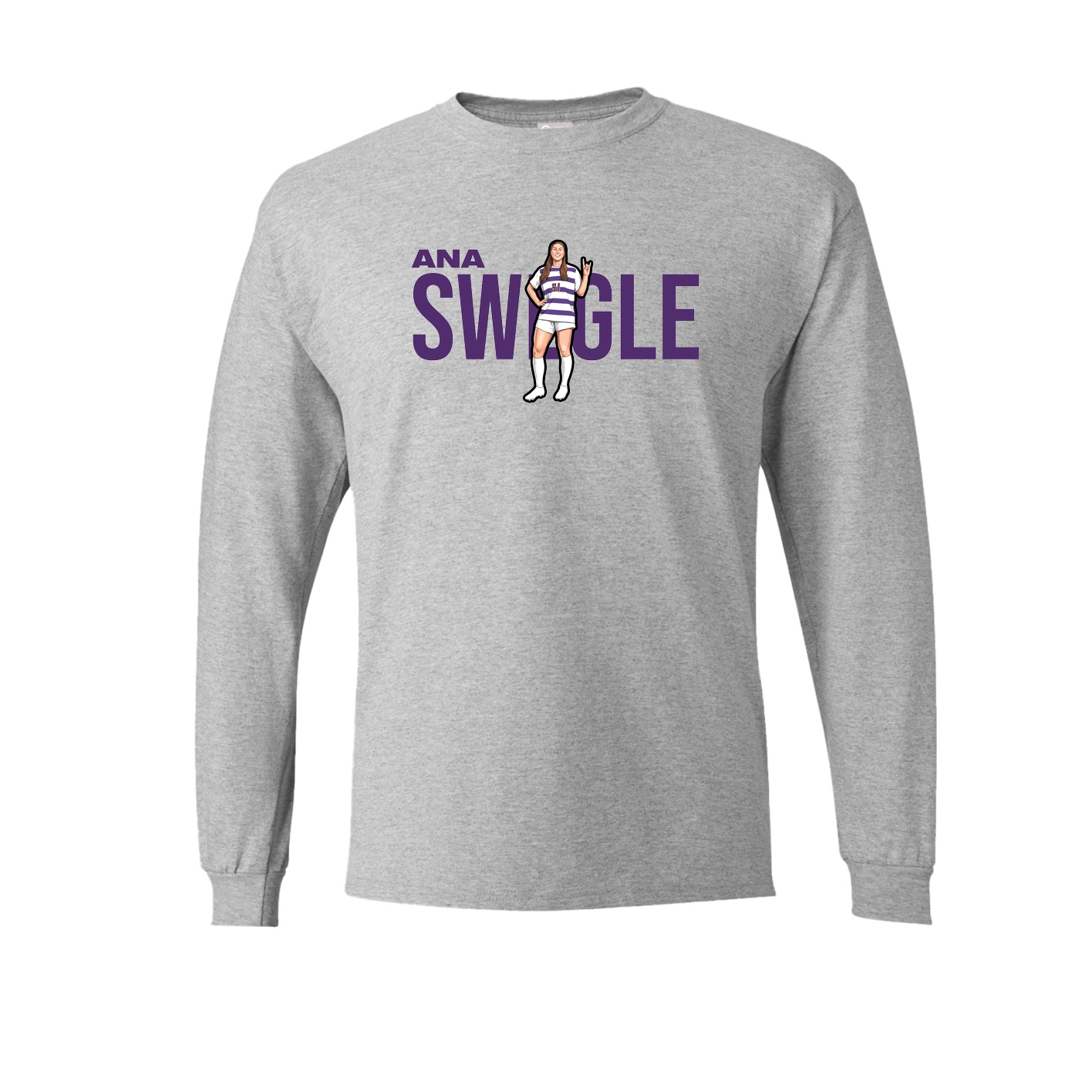 Long Sleeve Tee — Player Name in Grey