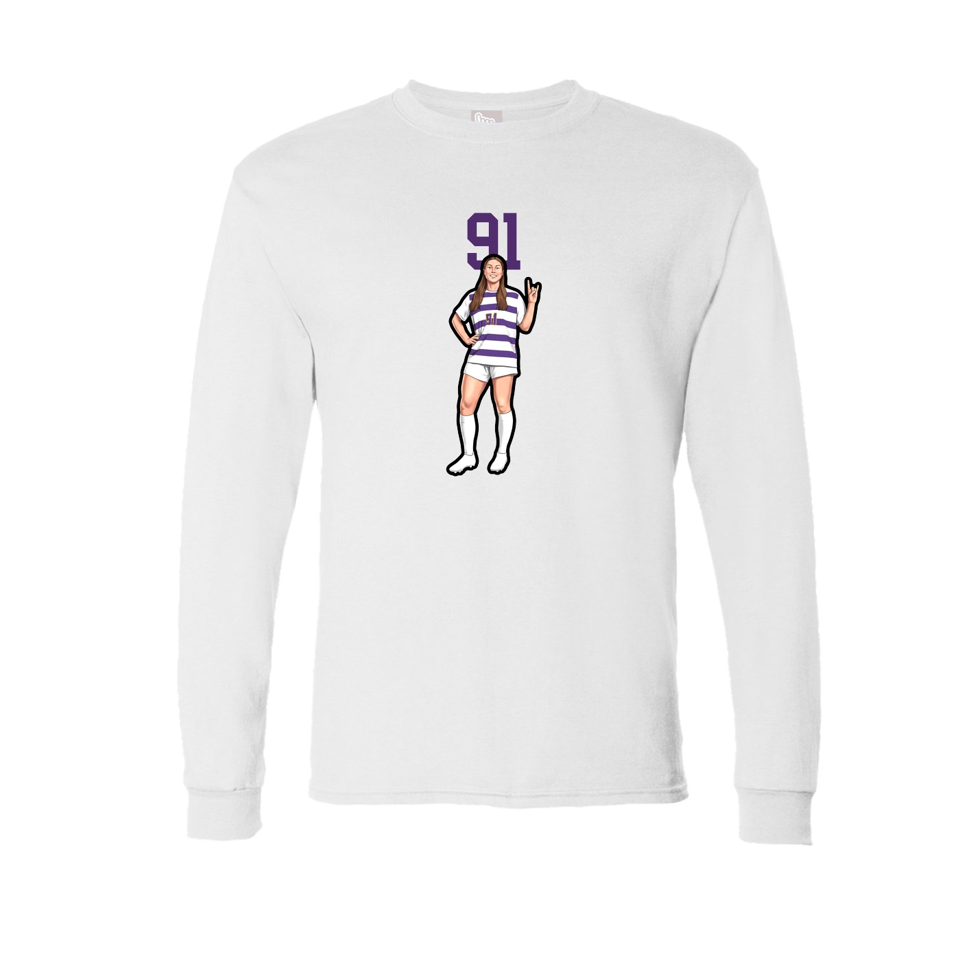 Long Sleeve Tee — Number Top in White