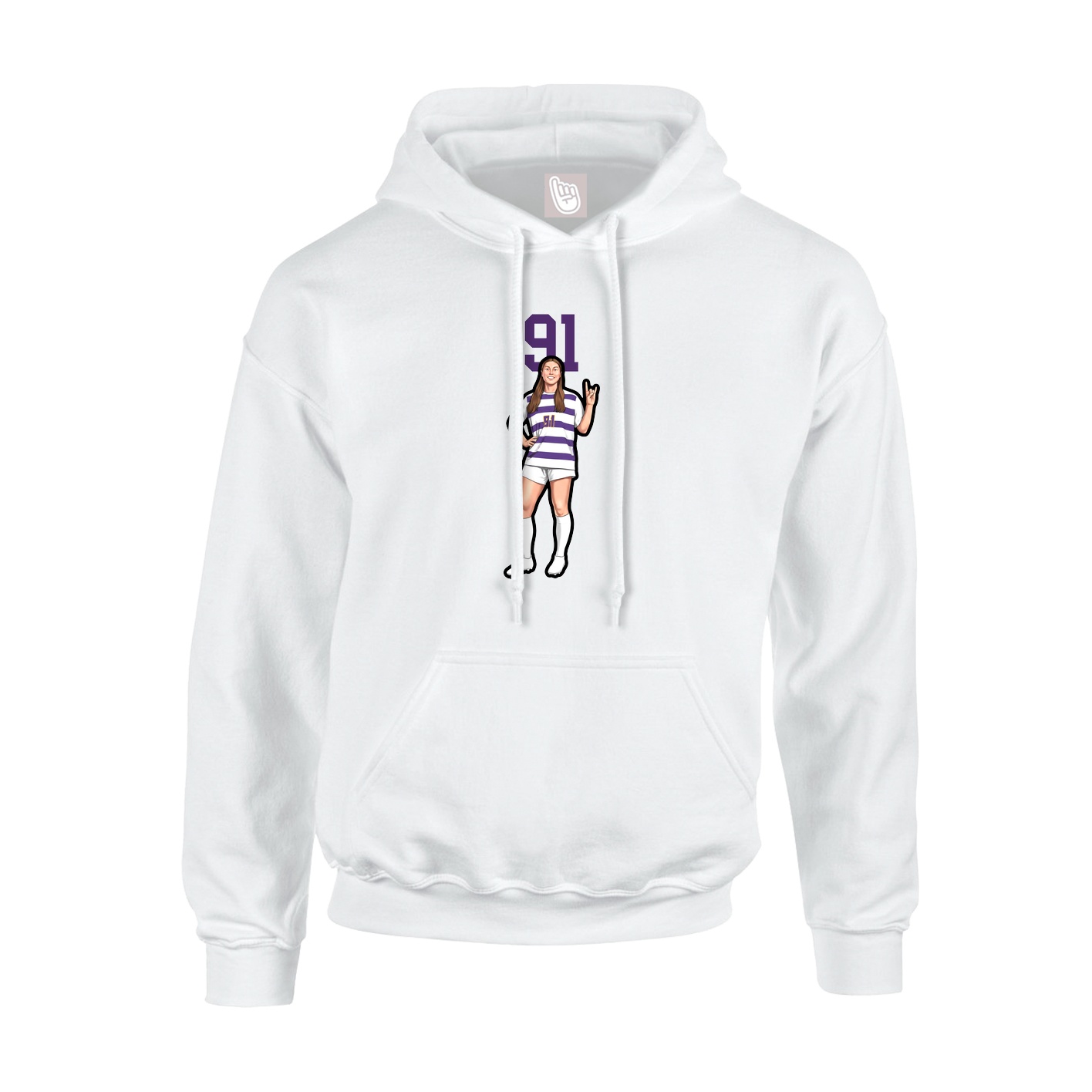 Youth Hoodie — Number Top in White