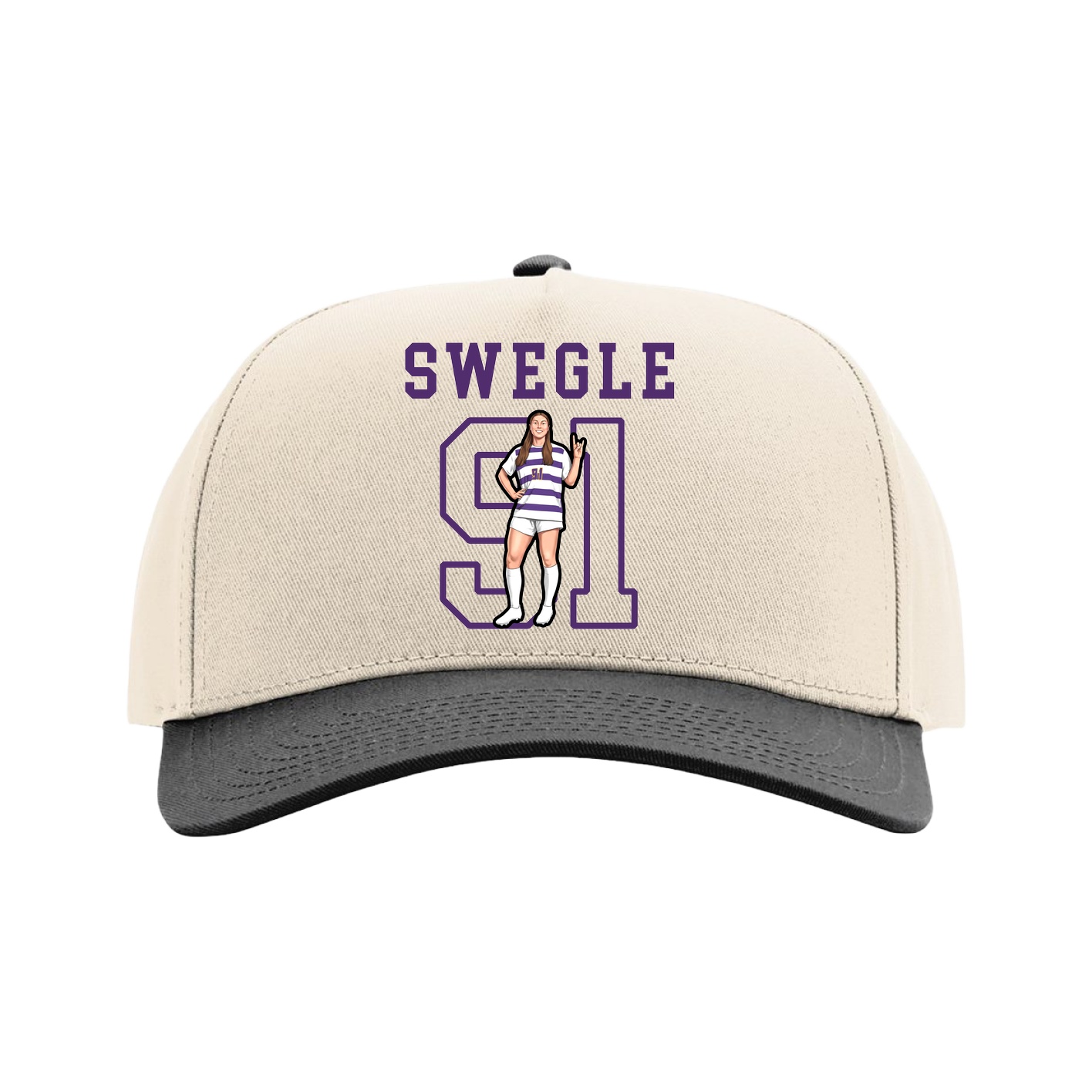Full Fabric Five-Panel Champ Cap — Shirsey in Cream/Black