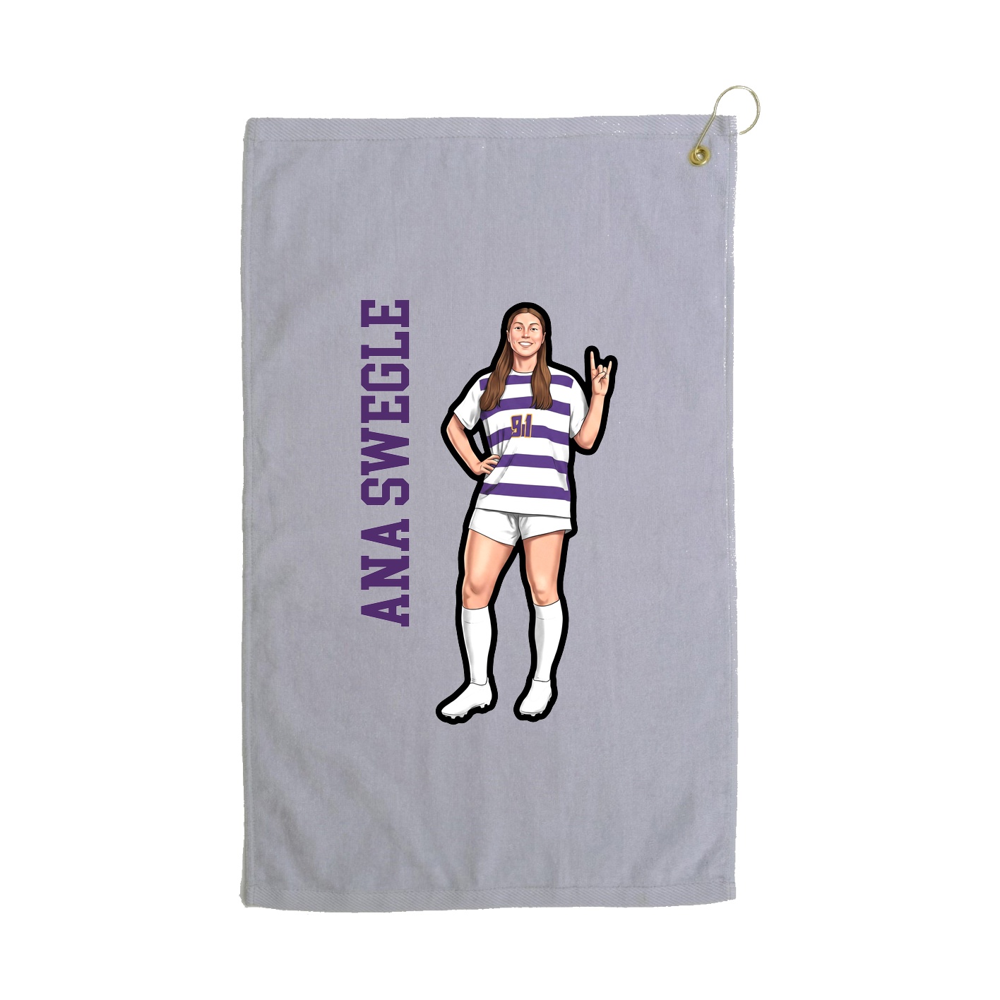 Golf Towel — Name Vertical in Grey