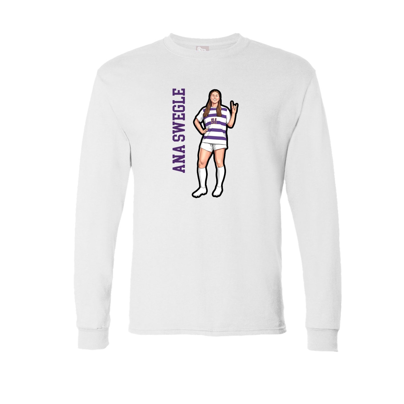 Long Sleeve Tee — Name Vertical in White