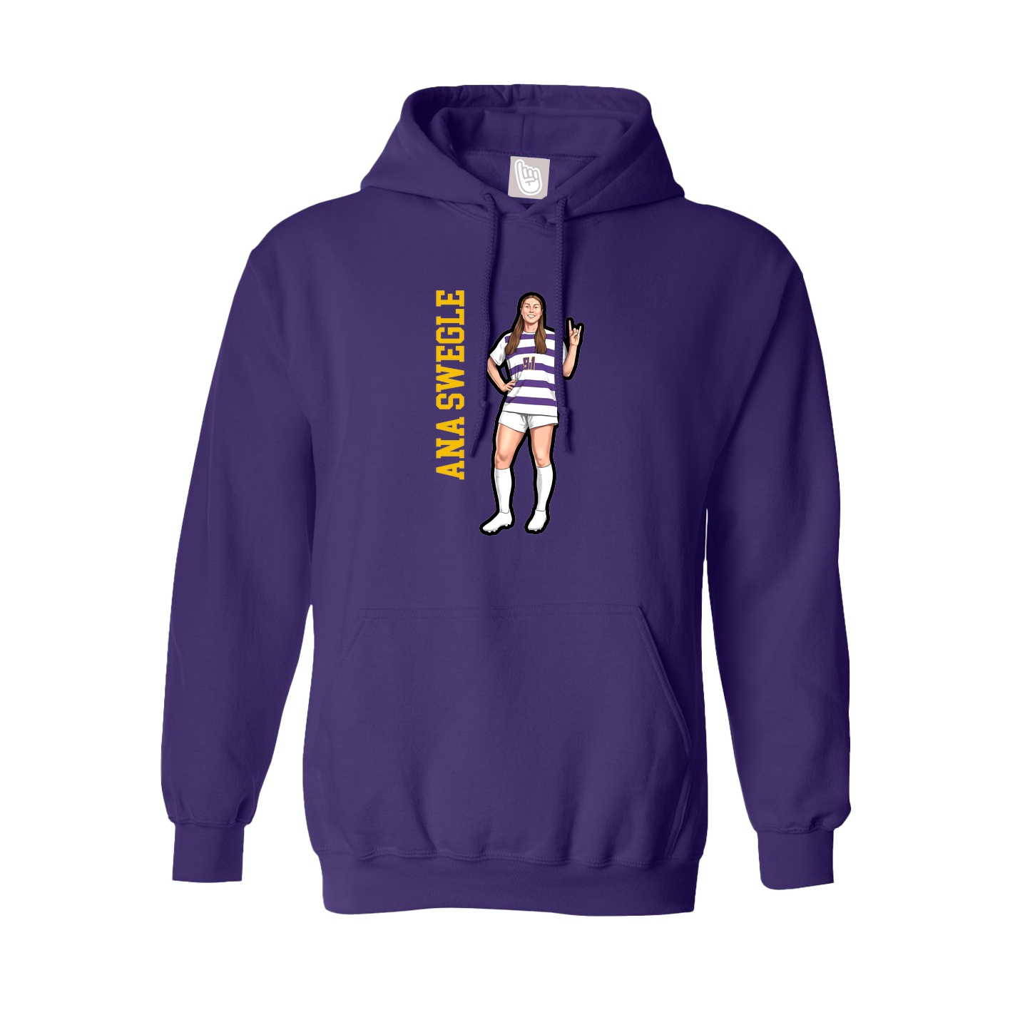 Hoodie — Name Vertical in Purple